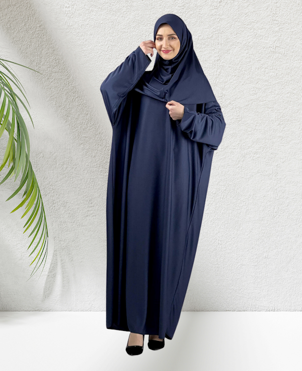 Prayer Dress for Women Jersey With Tasbeeh - Navy Blue Navy Blue Prayer Dress for Women Jersey With Tasbeeh - Navy Blue Navy Blue