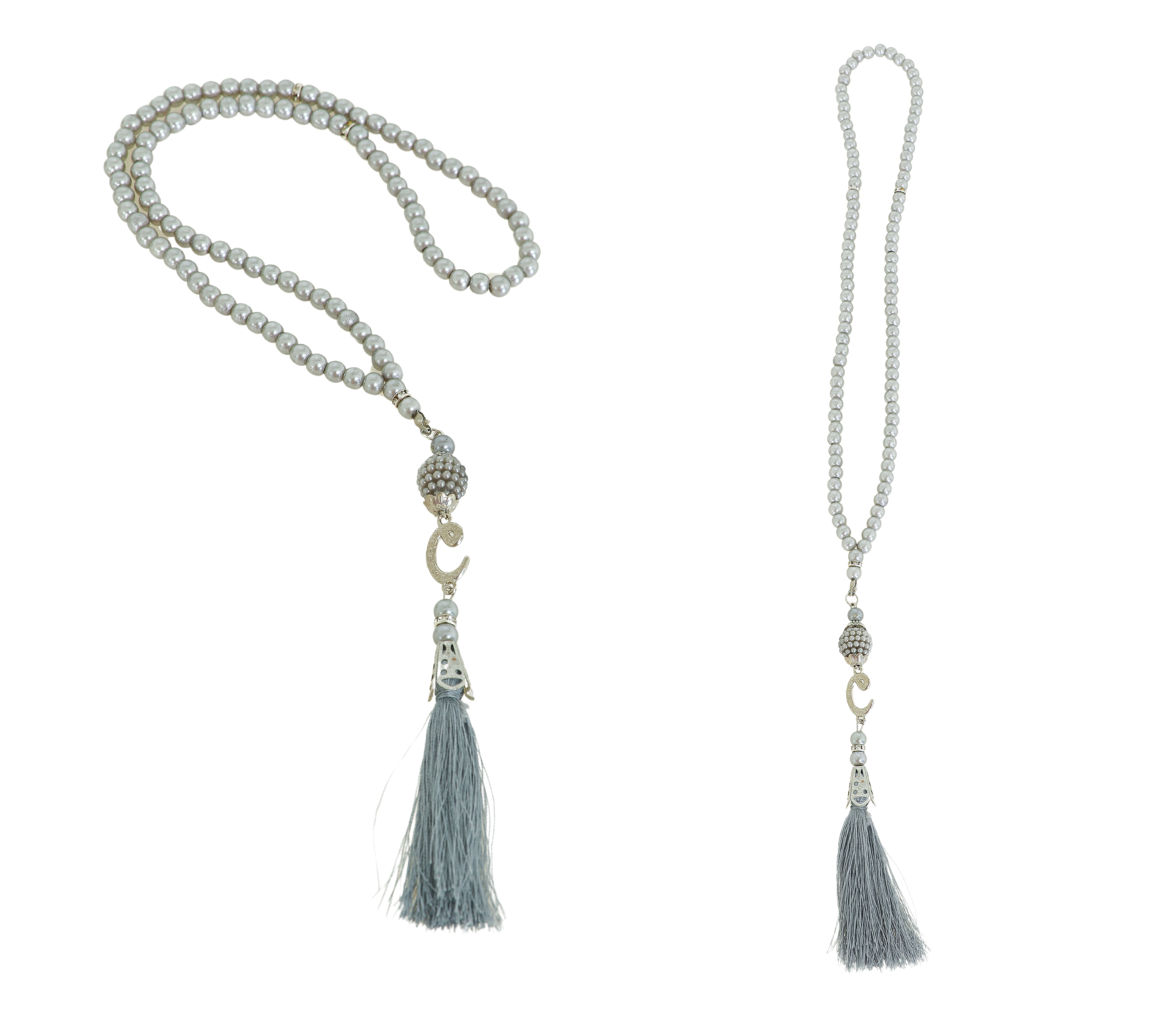 Prayer Rug with Bag, Pearl Design Prayer Beads - Grey