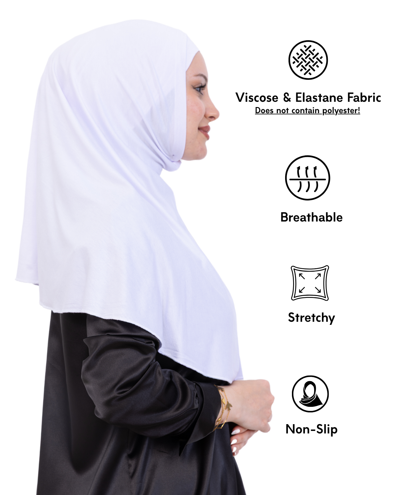 Instant Hijab With Cap Non Pleated - Black