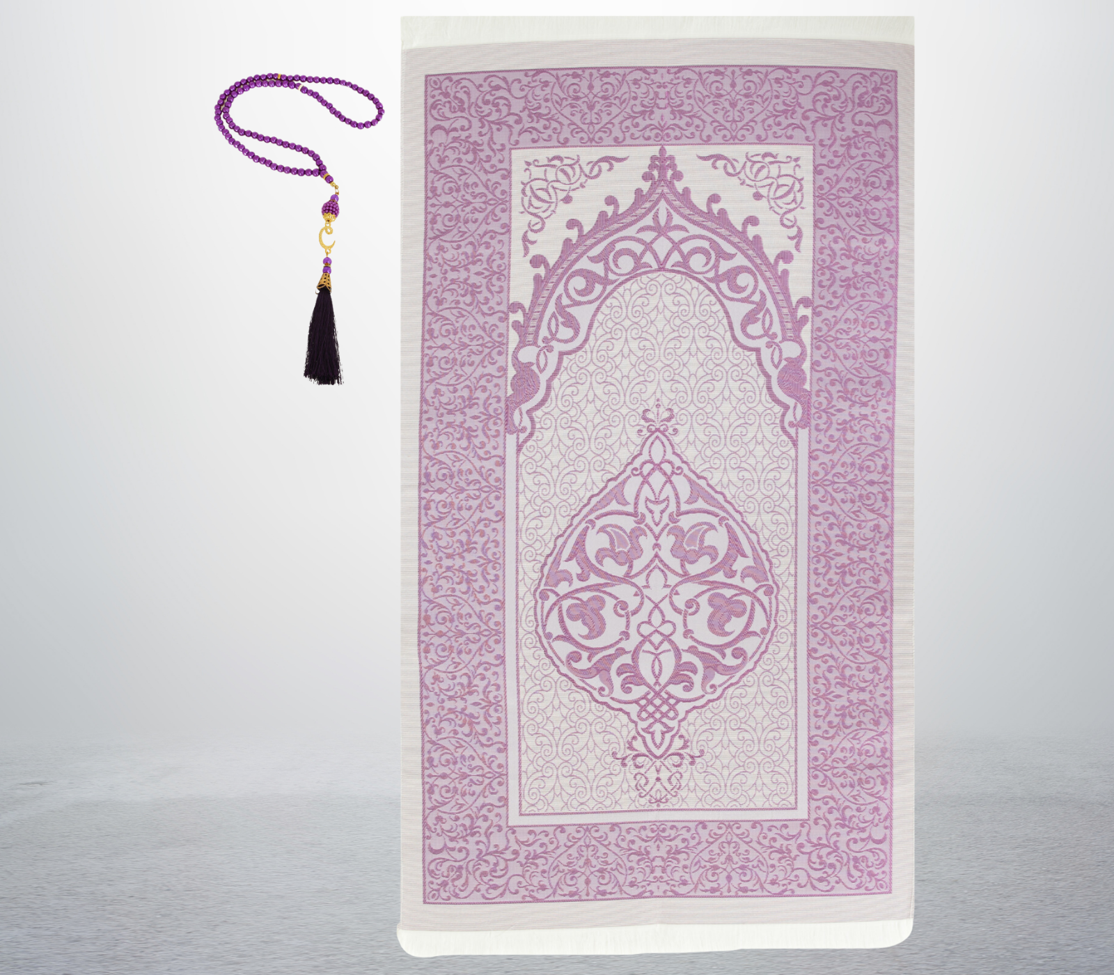 Prayer Rug With Tasbih | Muslim Carpet | Praying Mat With Prayer Beads - Green