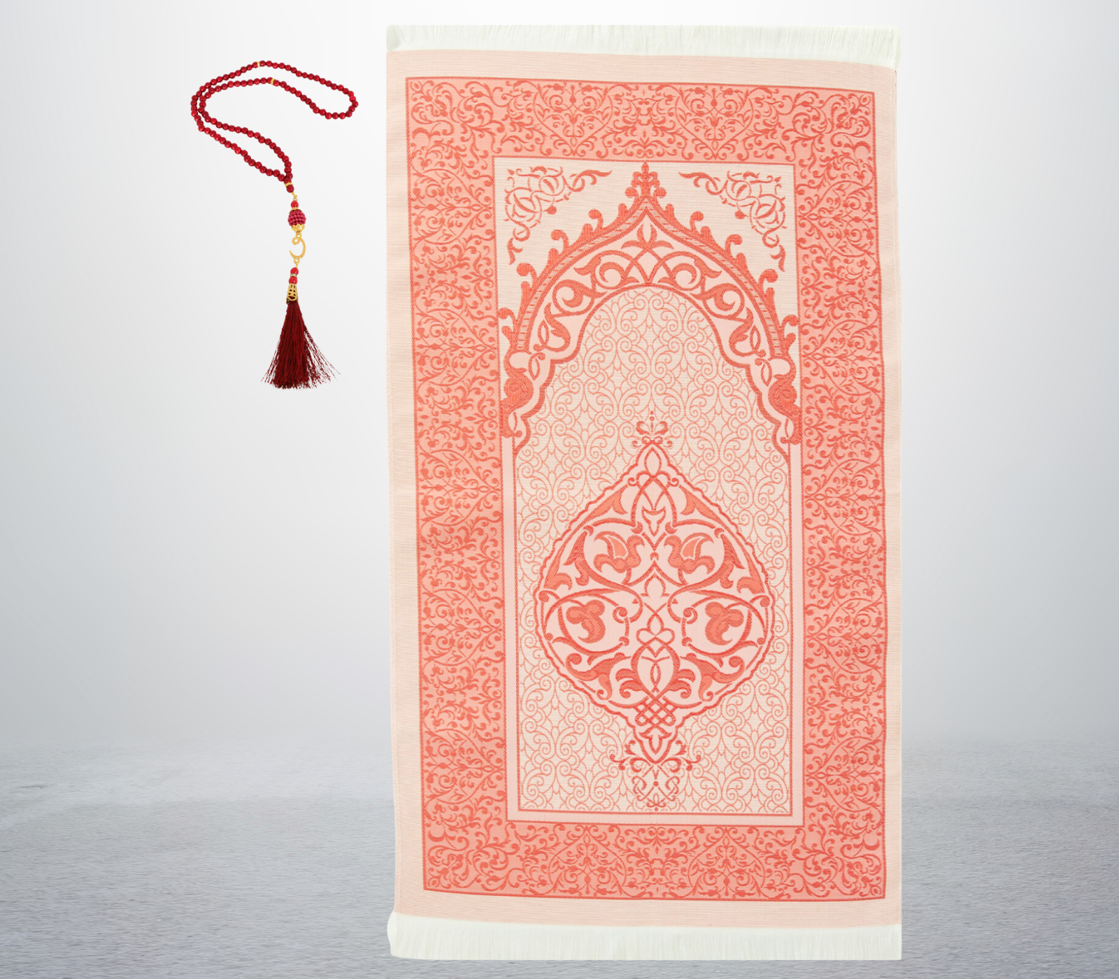 Prayer Rug With Tasbih | Muslim Carpet | Praying Mat With Prayer Beads - Green