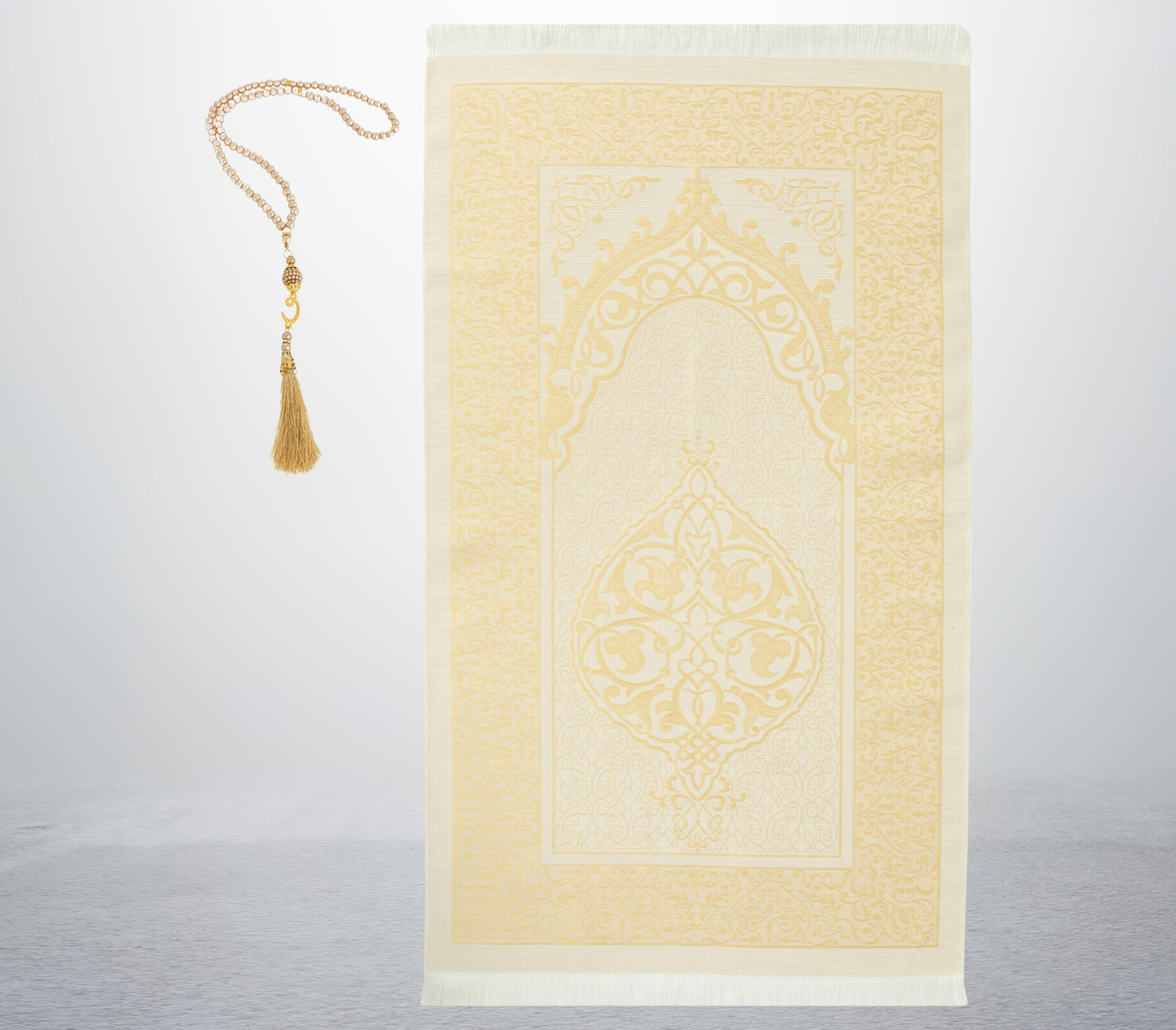 Prayer Rug With Tasbih | Muslim Carpet | Praying Mat With Prayer Beads - Green