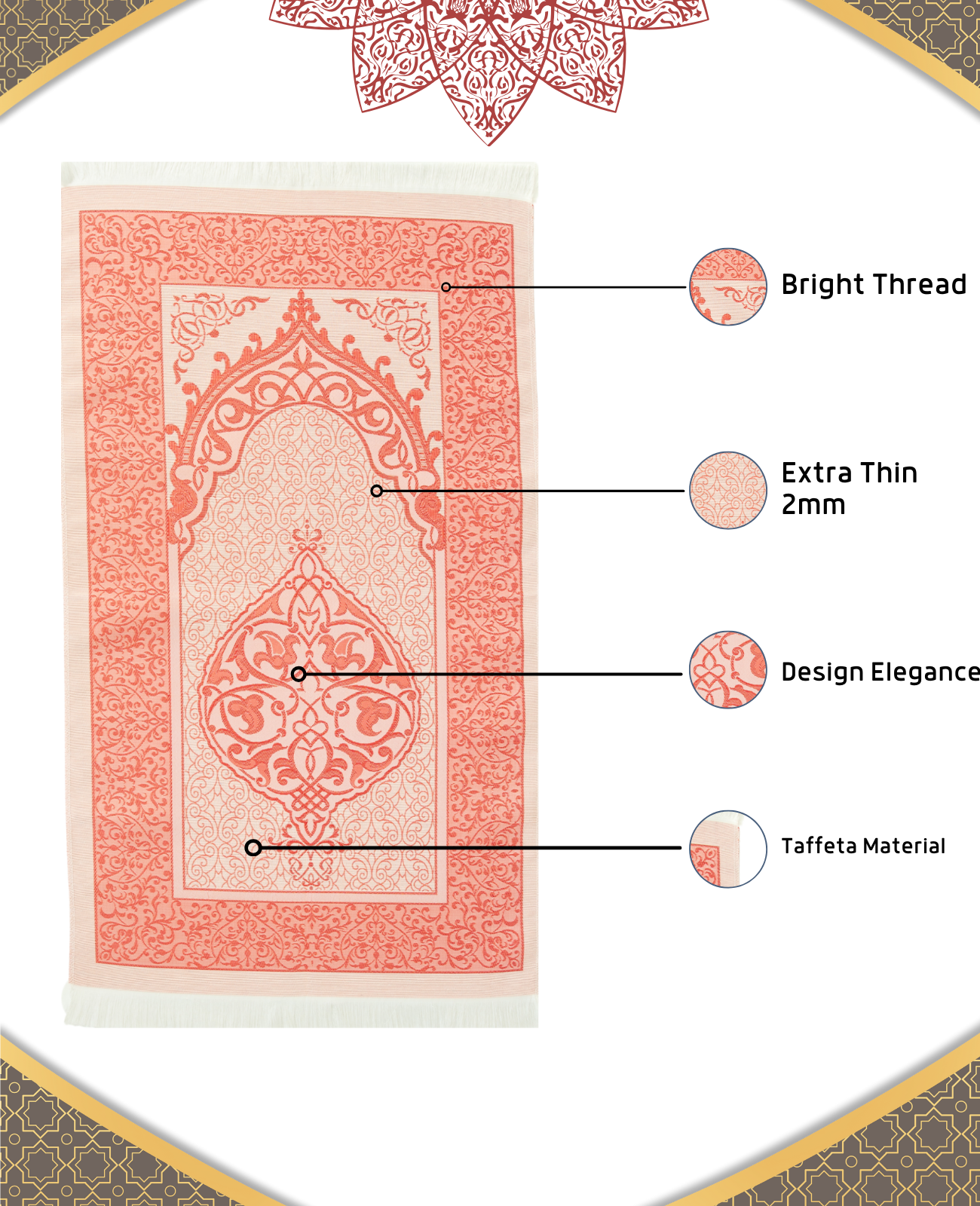 Prayer Rug With Tasbih | Muslim Carpet | Praying Mat With Prayer Beads - Green