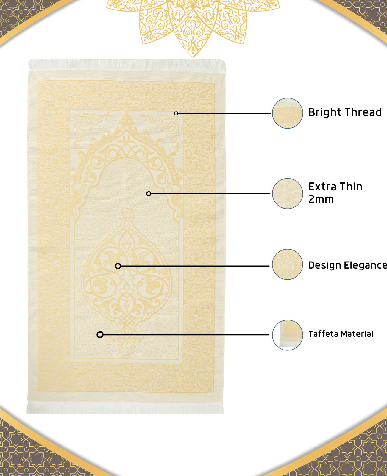 Prayer Rug With Tasbih | Muslim Carpet | Praying Mat With Prayer Beads - Green