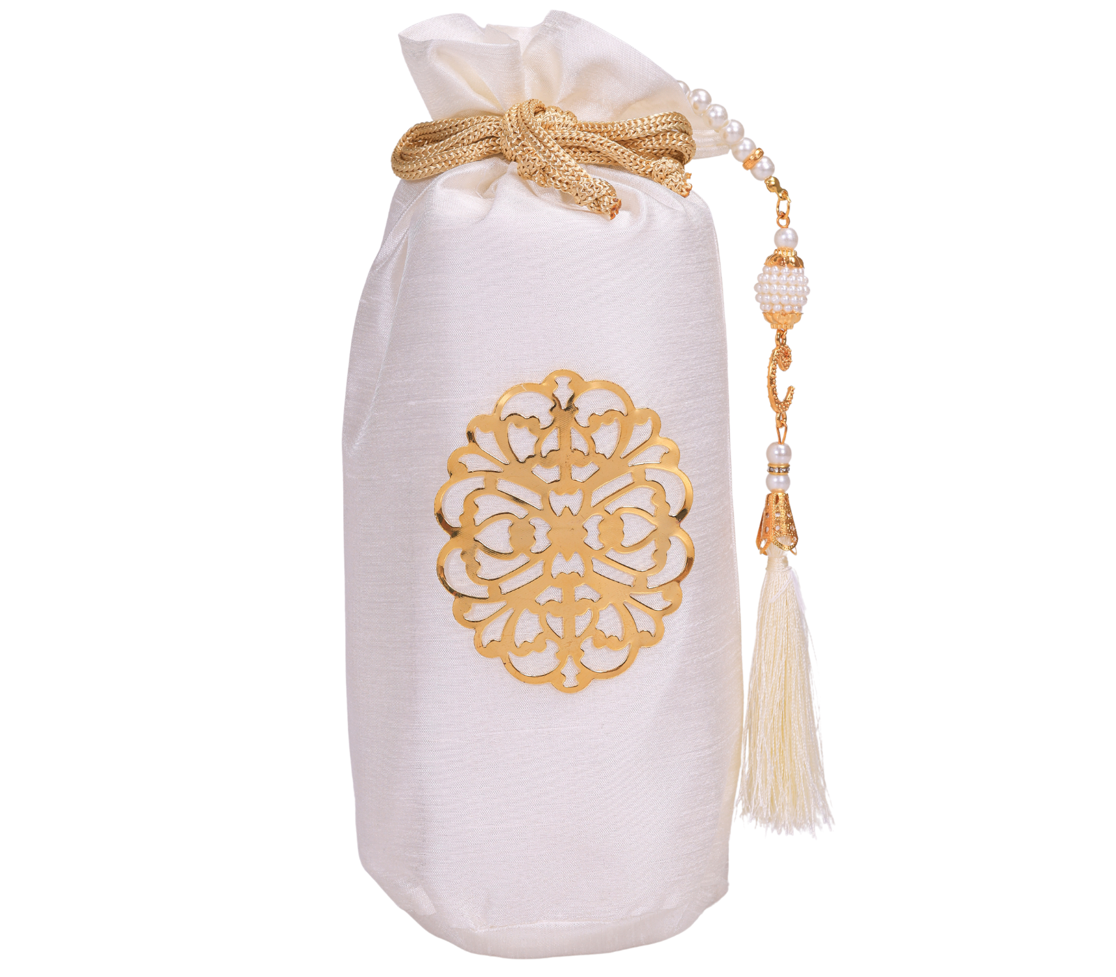 Prayer Rug with Bag, Pearl Design Prayer Beads - White
