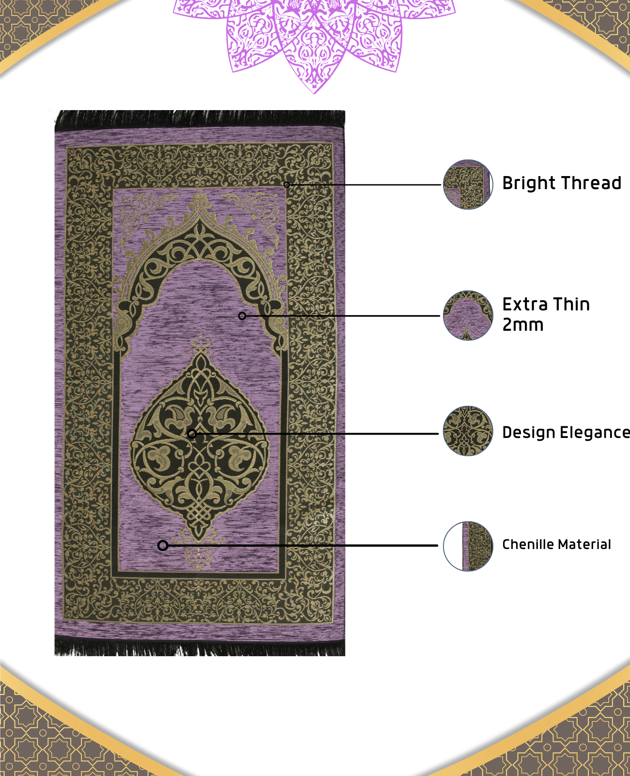 Prayer Rug With Tasbih | Muslim Carpet | Praying Mat With Prayer Beads - Green