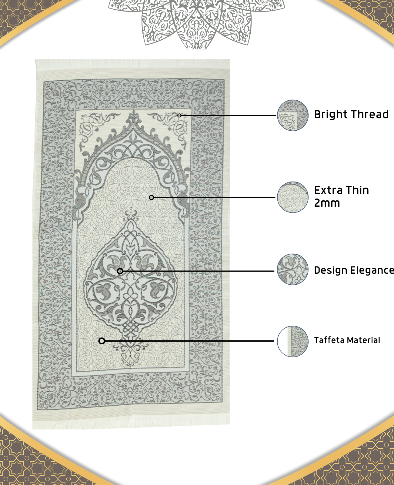 Prayer Rug With Tasbih | Muslim Carpet | Praying Mat With Prayer Beads - Green