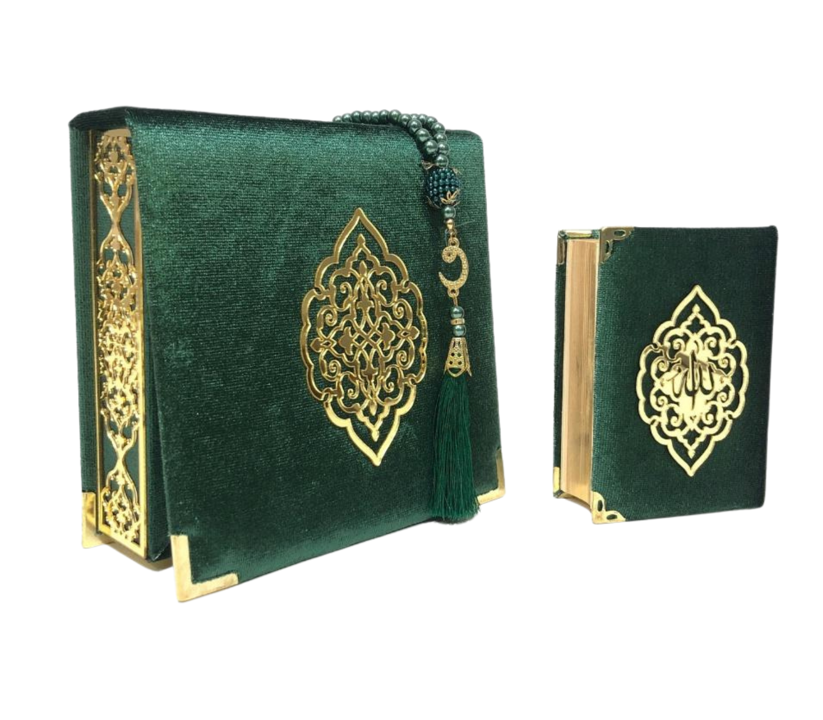 Velvet Covered Quran & Tasbih Box - Black
