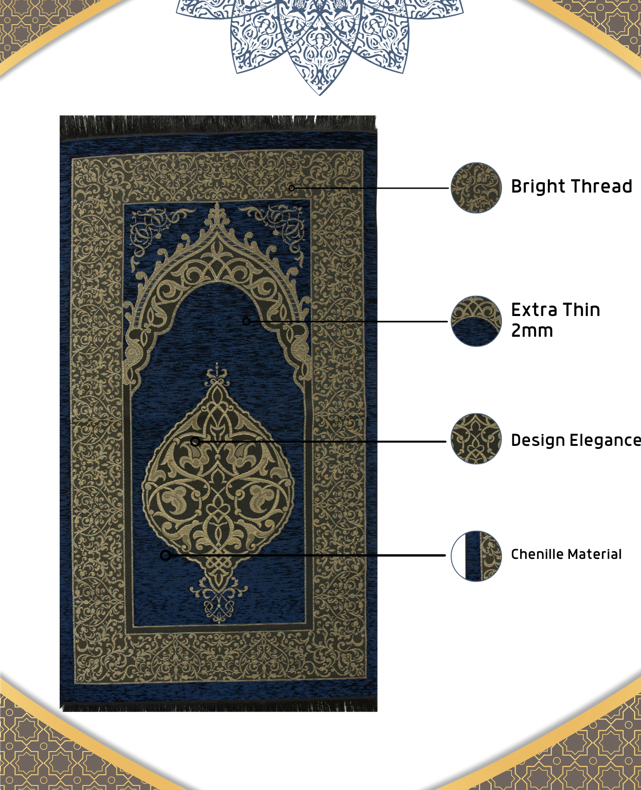 Prayer Rug With Tasbih | Muslim Carpet | Praying Mat With Prayer Beads - Green