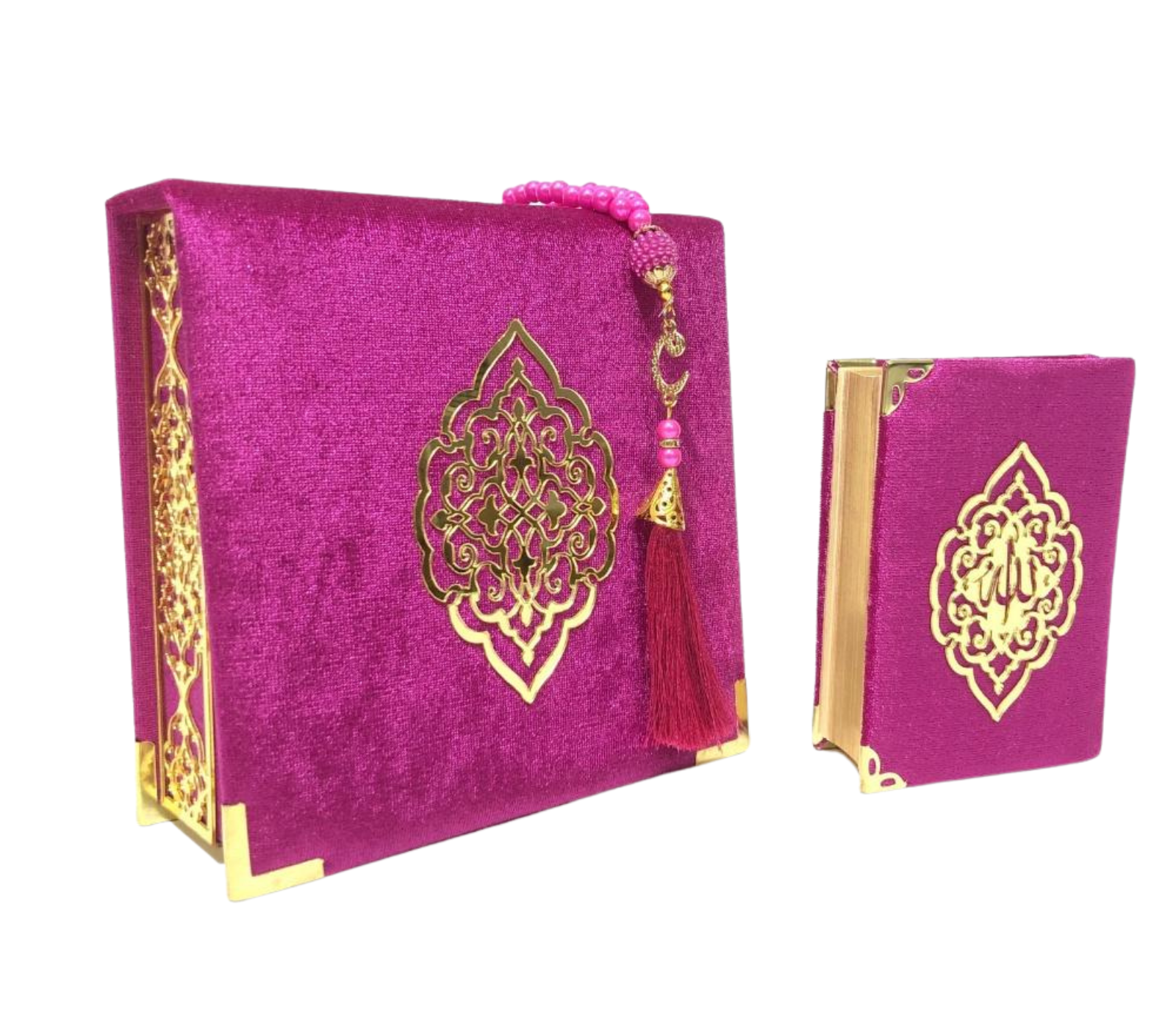 Velvet Covered Quran & Tasbih Box - Black