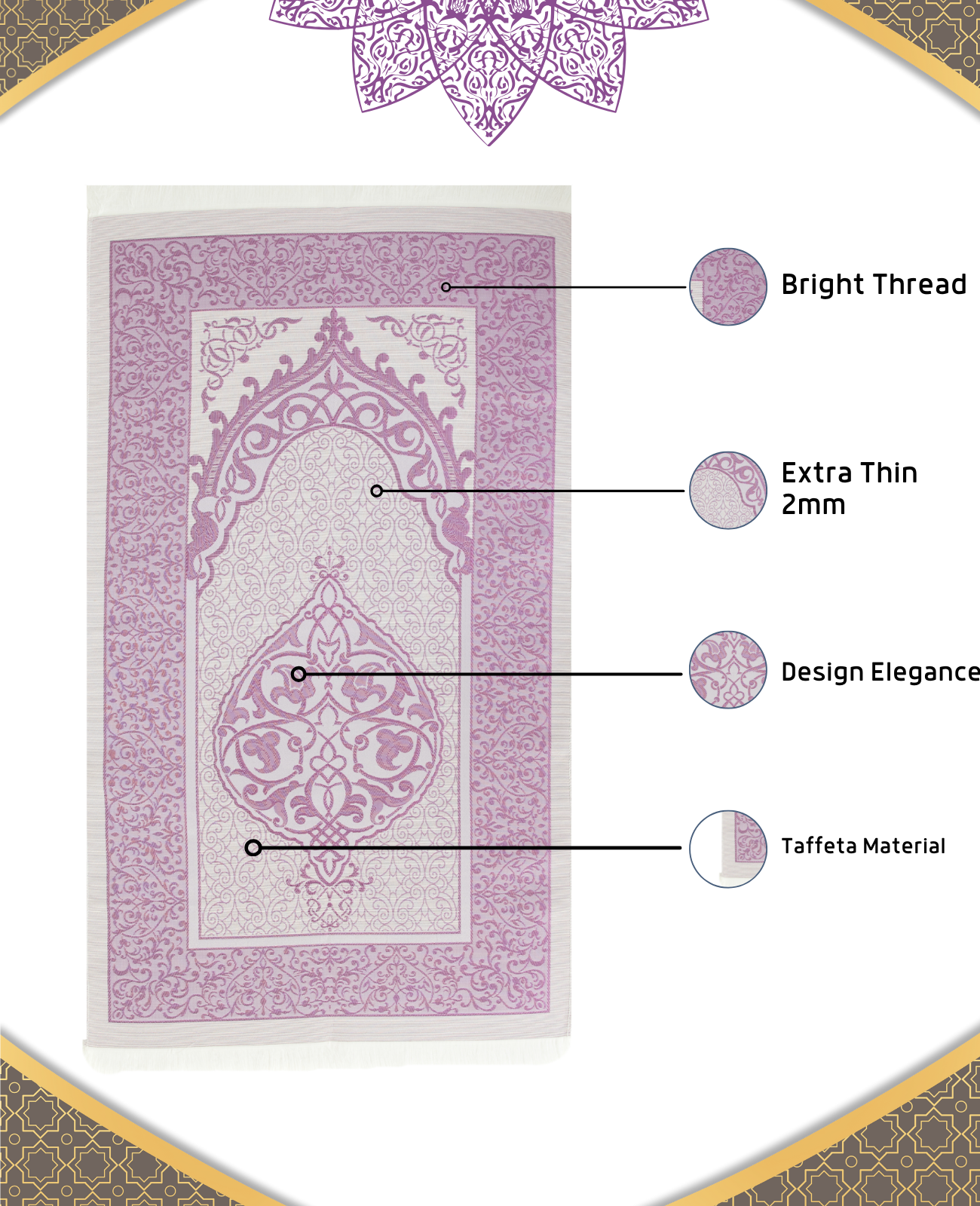Prayer Rug With Tasbih | Muslim Carpet | Praying Mat With Prayer Beads - Green