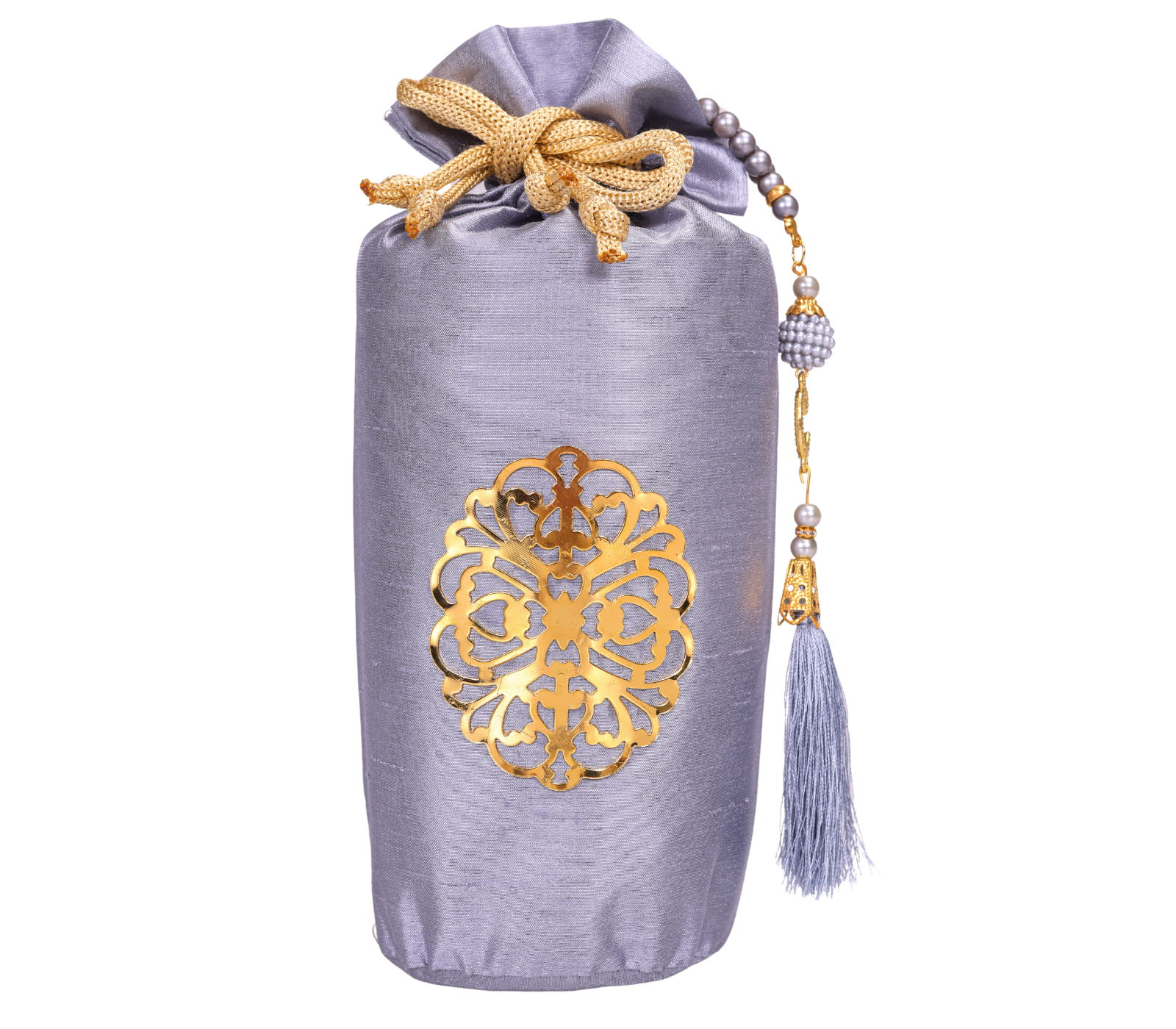 Prayer Rug with Bag, Pearl Design Prayer Beads - Grey