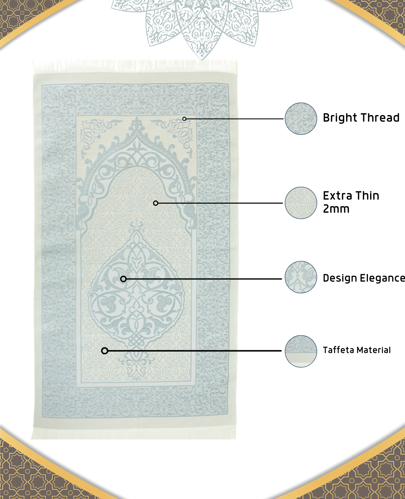 Prayer Rug With Tasbih | Muslim Carpet | Praying Mat With Prayer Beads - Green