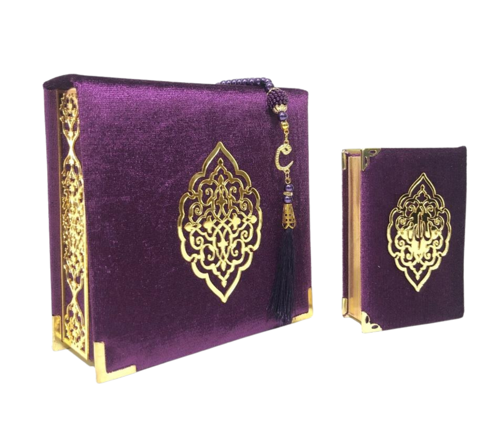 Velvet Covered Quran & Tasbih Box - Black