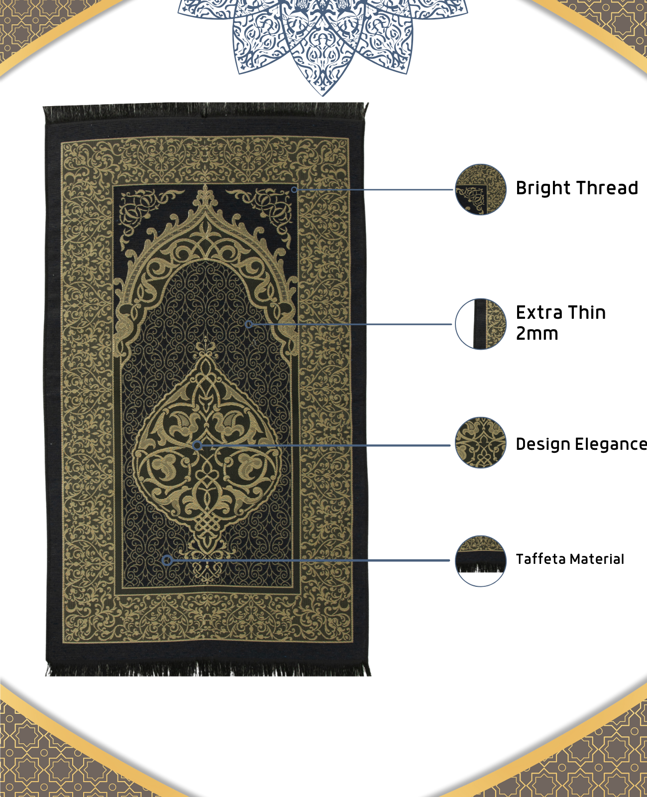Prayer Rug With Tasbih | Muslim Carpet | Praying Mat With Prayer Beads - Green