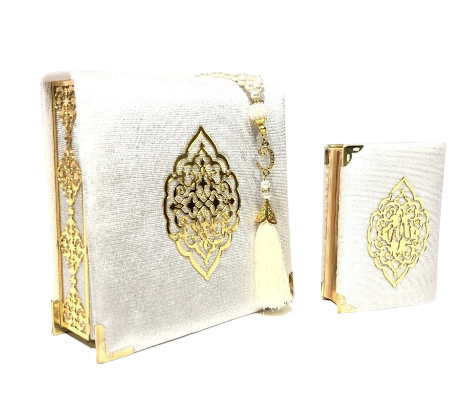 Velvet Covered Quran & Tasbih Box - Black