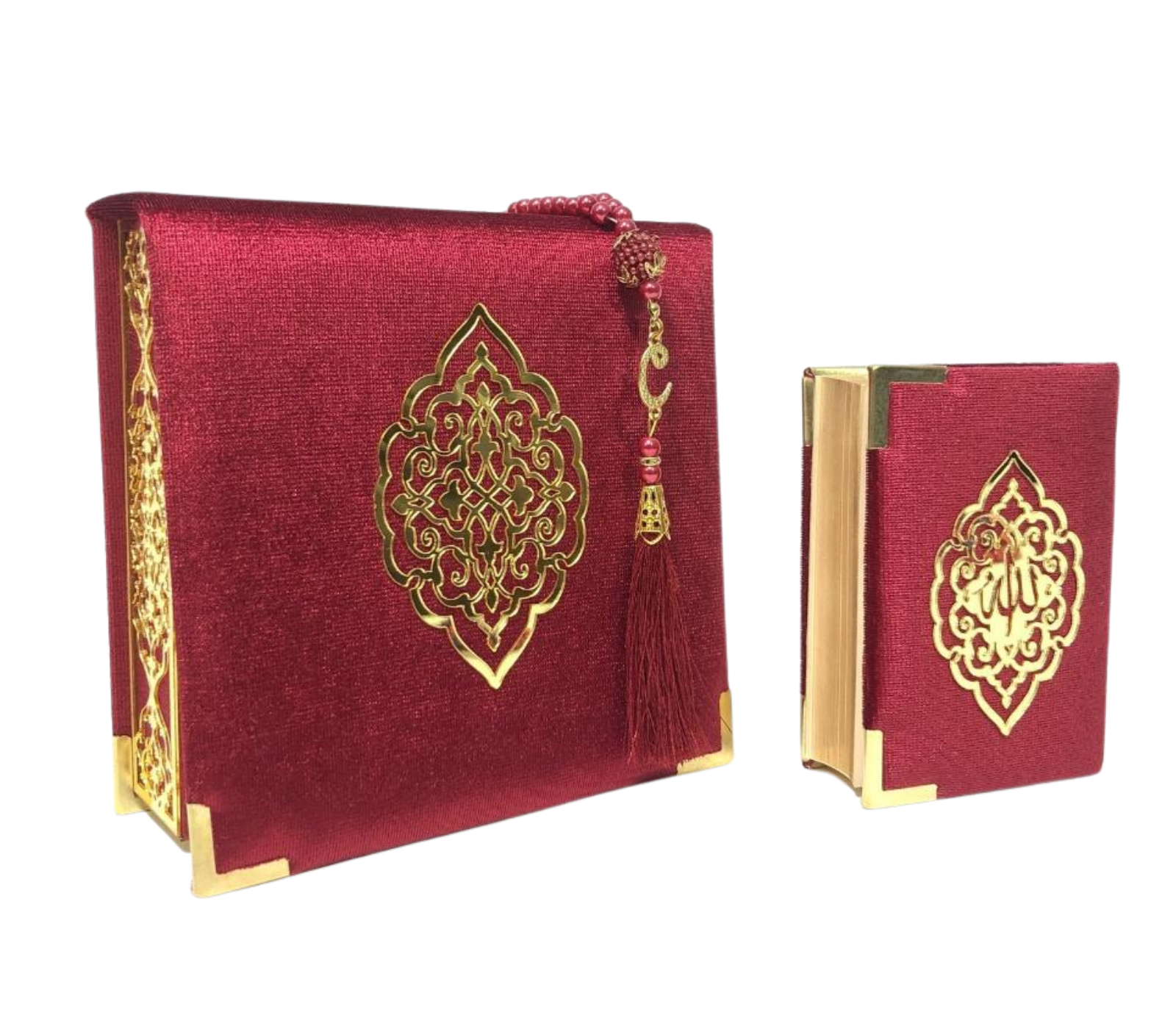 Velvet Covered Quran & Tasbih Box - Black