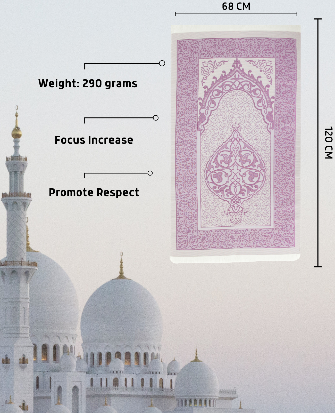 Prayer Rug With Tasbih | Muslim Carpet | Praying Mat With Prayer Beads - Green