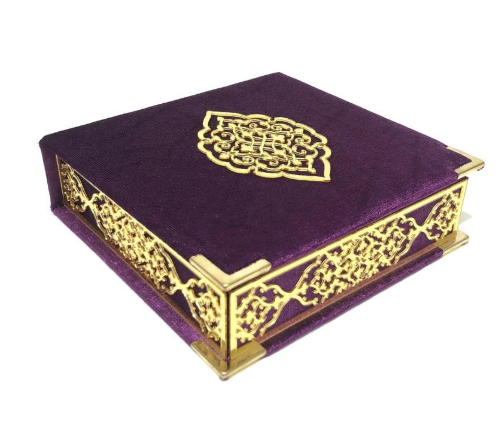 Velvet Covered Quran & Tasbih Box - Black