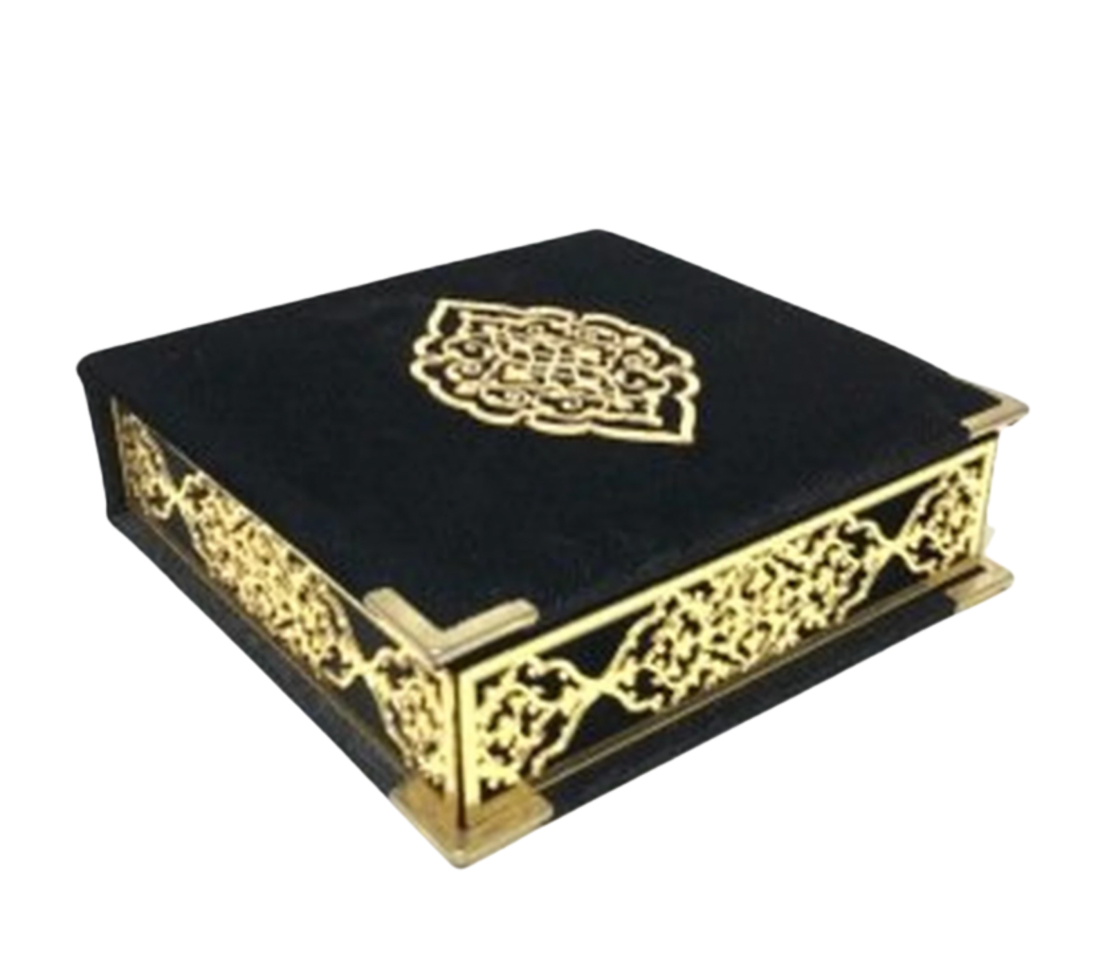 Velvet Covered Quran & Tasbih Box - Black