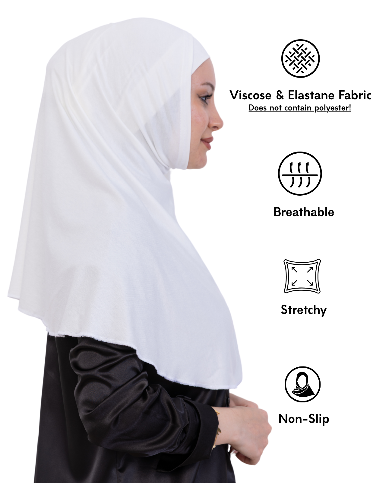 Instant Hijab With Cap Non Pleated - Black