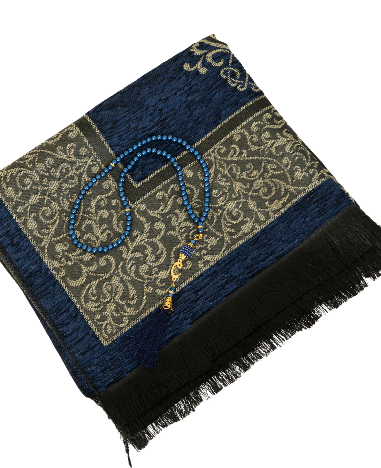 Prayer Rug With Tasbih | Muslim Carpet | Praying Mat With Prayer Beads - Green