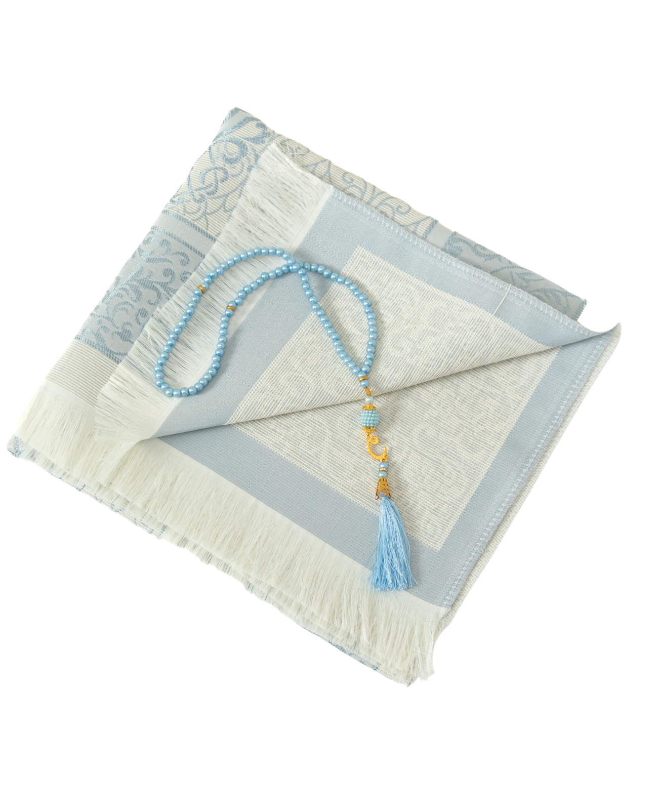 Prayer Rug With Tasbih | Muslim Carpet | Praying Mat With Prayer Beads - Green