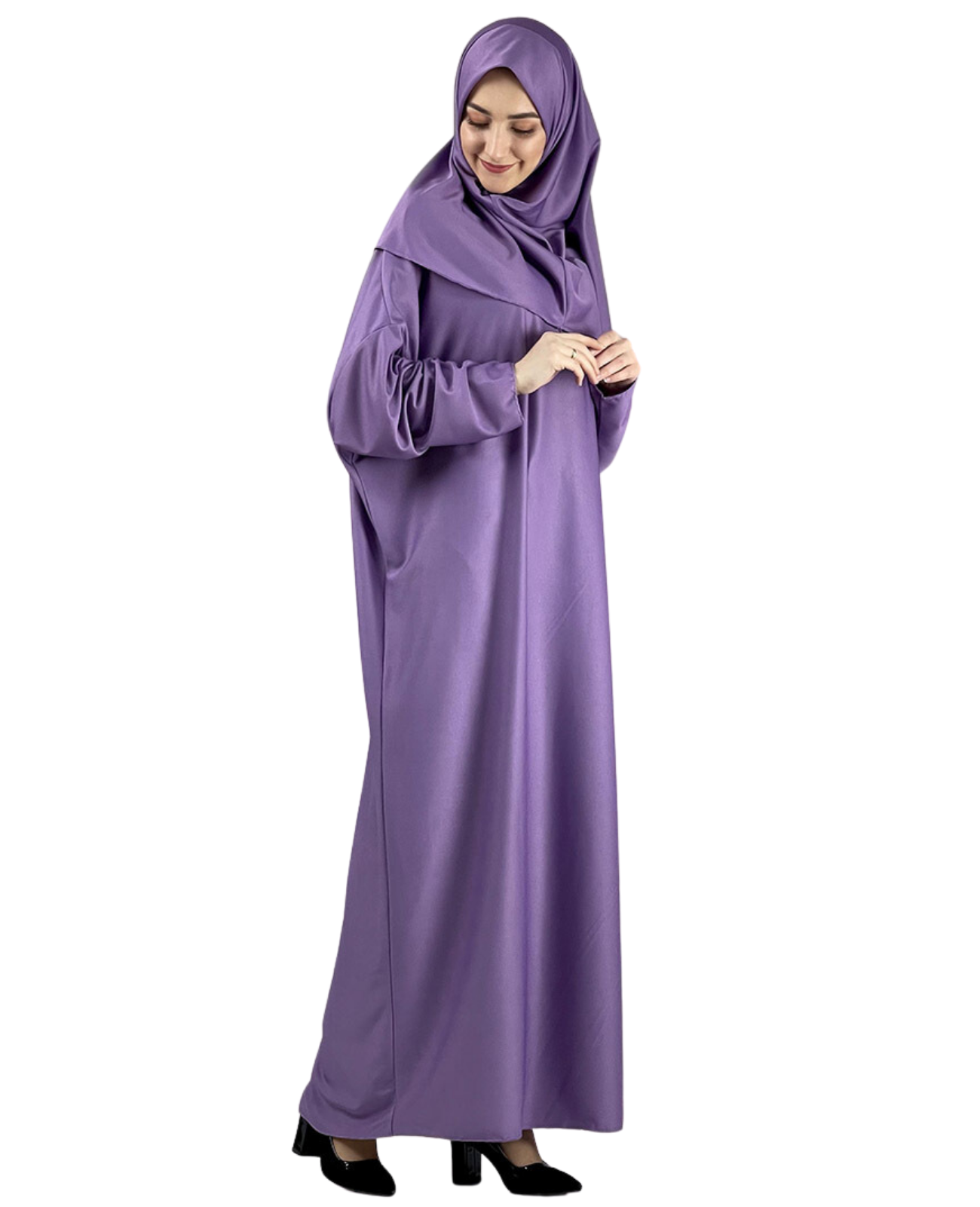 Prayer Dress for Women With Tasbeeh and Prayer Rug - Black