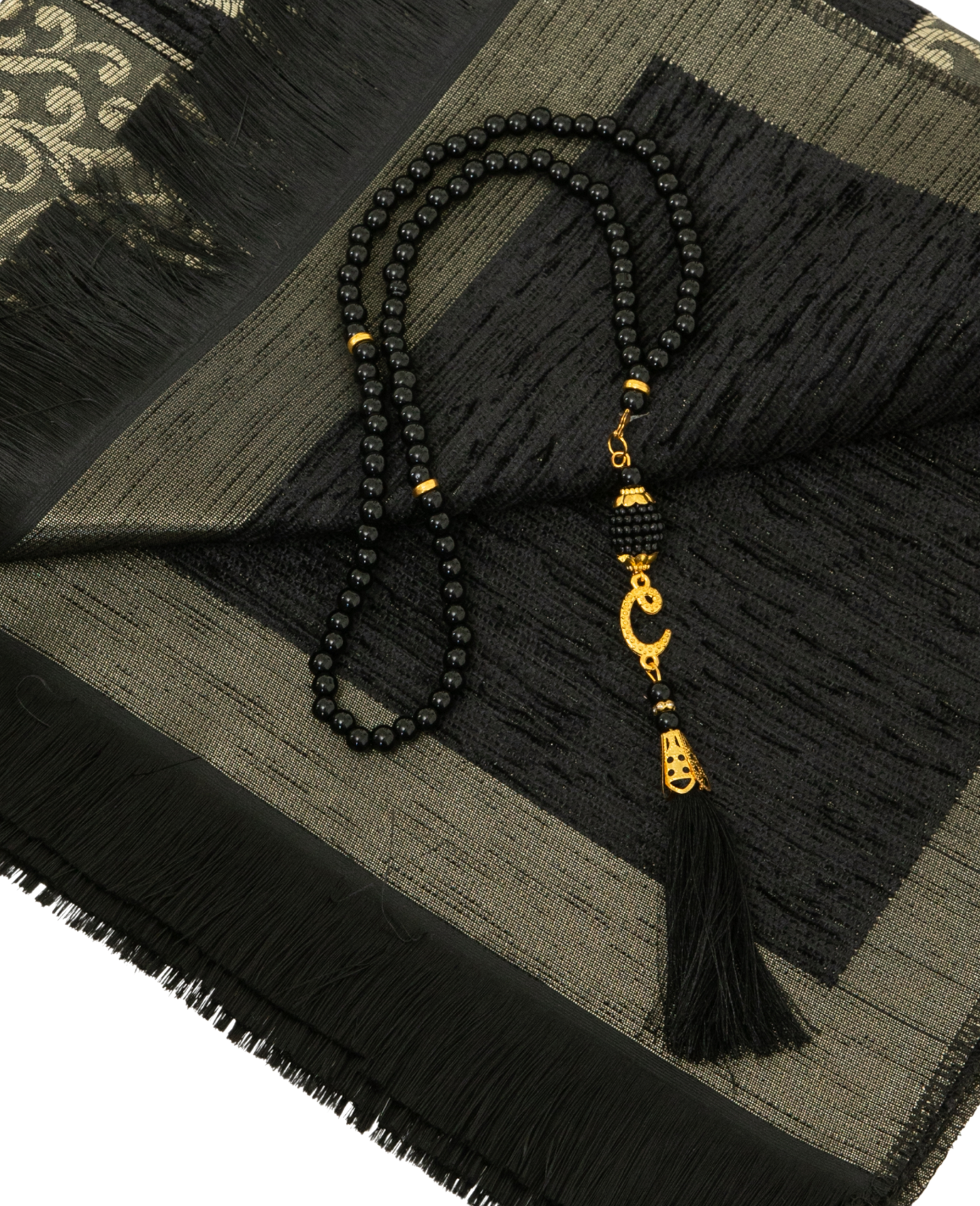 Prayer Rug With Tasbih | Muslim Carpet | Praying Mat With Prayer Beads - Green