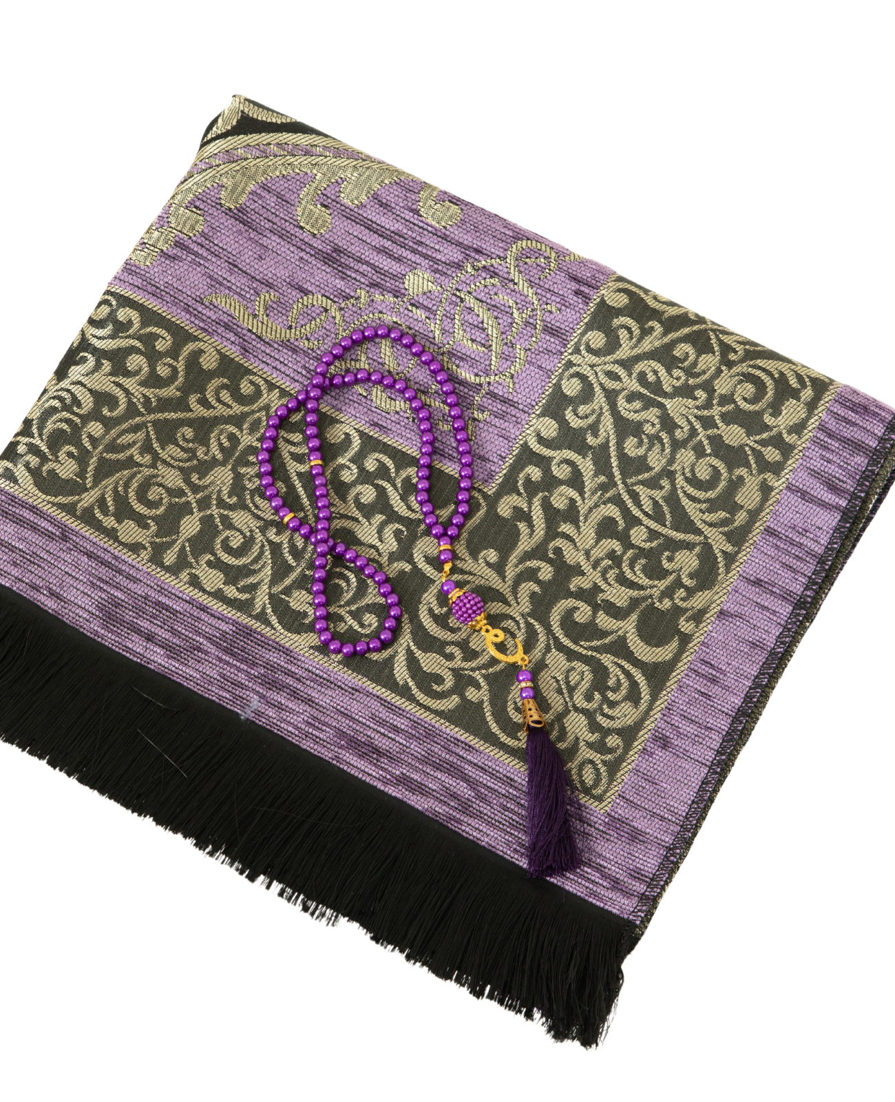 Prayer Rug With Tasbih | Muslim Carpet | Praying Mat With Prayer Beads - Green