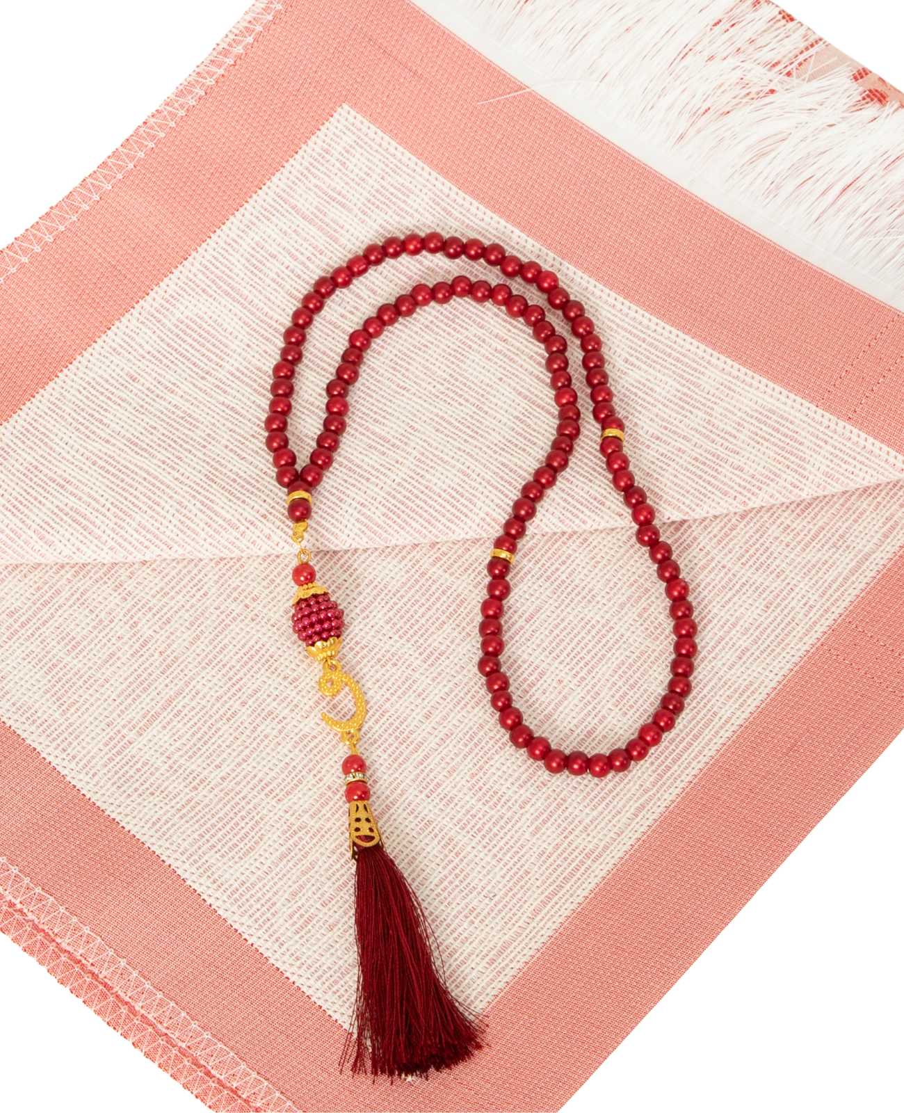 Prayer Rug With Tasbih | Muslim Carpet | Praying Mat With Prayer Beads - Green
