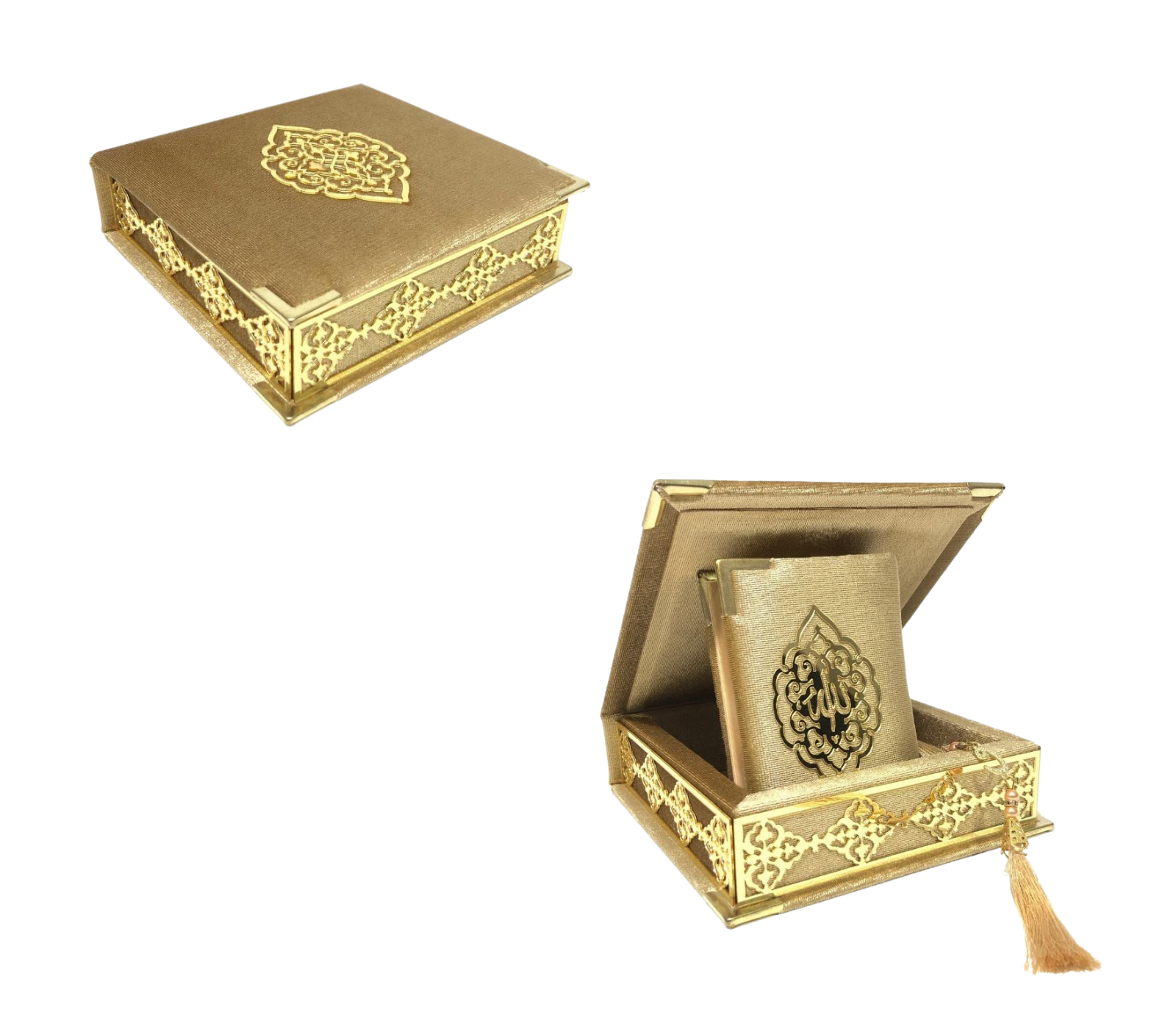 Velvet Covered Quran & Tasbih Box - Black