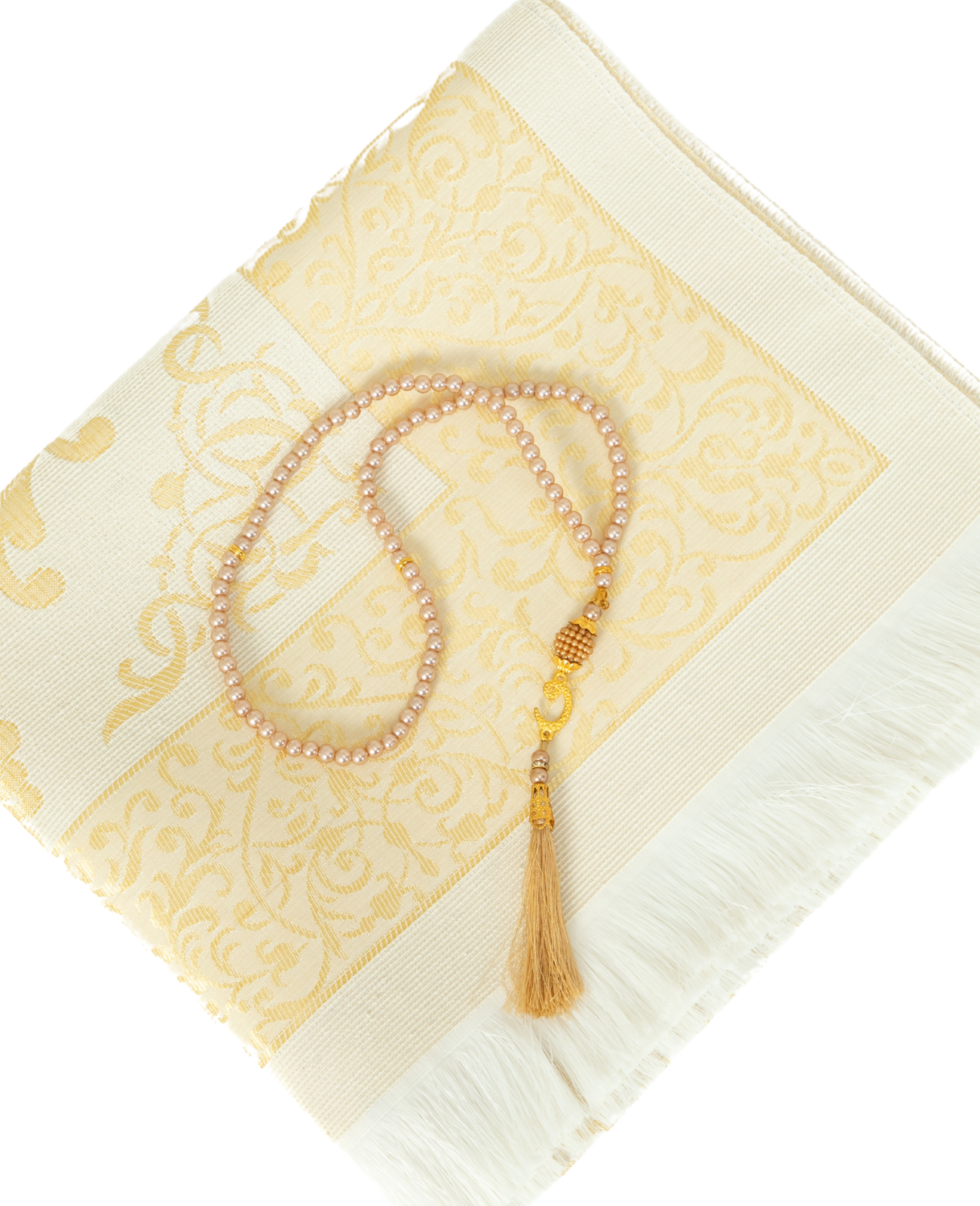 Prayer Rug With Tasbih | Muslim Carpet | Praying Mat With Prayer Beads - Green