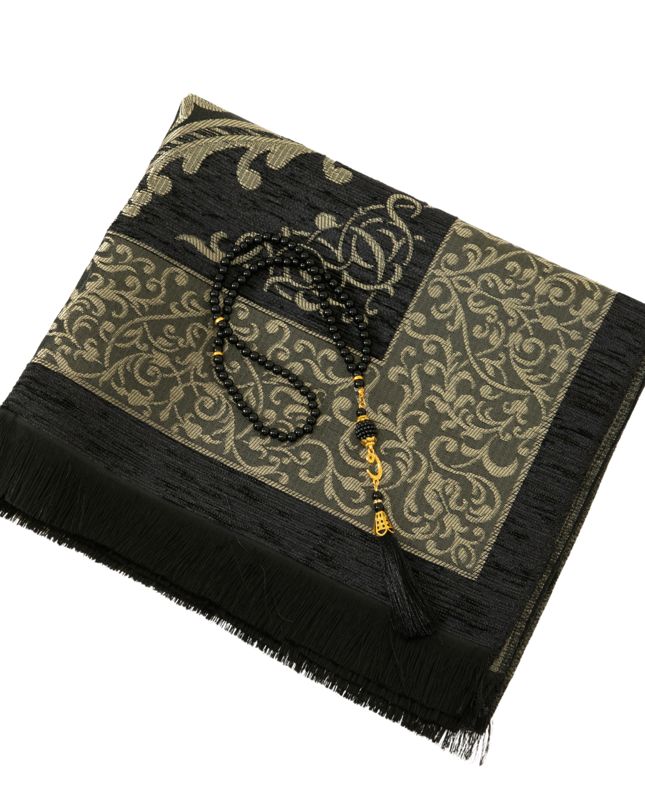 Prayer Rug With Tasbih | Muslim Carpet | Praying Mat With Prayer Beads - Green