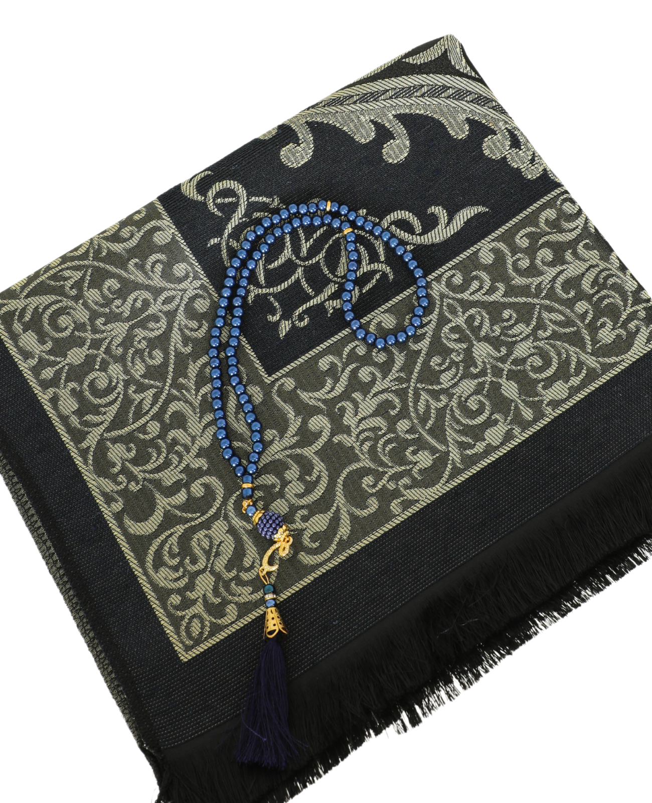 Prayer Rug With Tasbih | Muslim Carpet | Praying Mat With Prayer Beads - Green