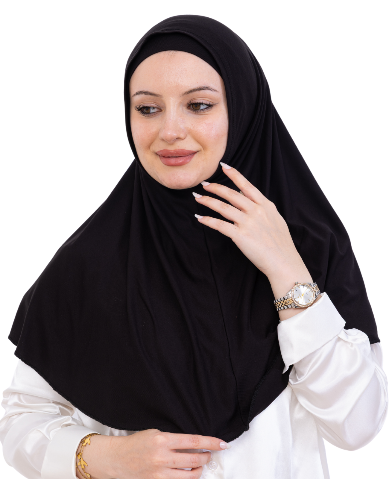 Instant Hijab With Cap Non Pleated - Black