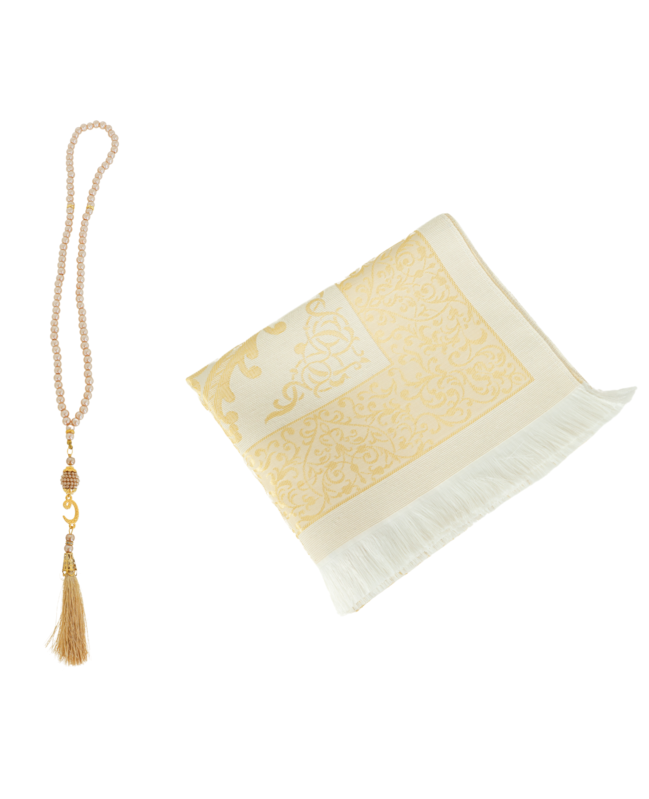 Prayer Rug With Tasbih | Muslim Carpet | Praying Mat With Prayer Beads - Green
