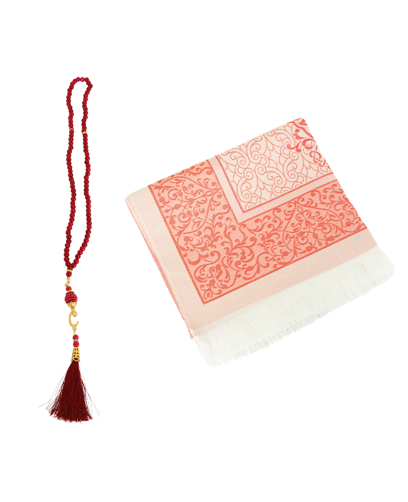 Prayer Rug With Tasbih | Muslim Carpet | Praying Mat With Prayer Beads - Green
