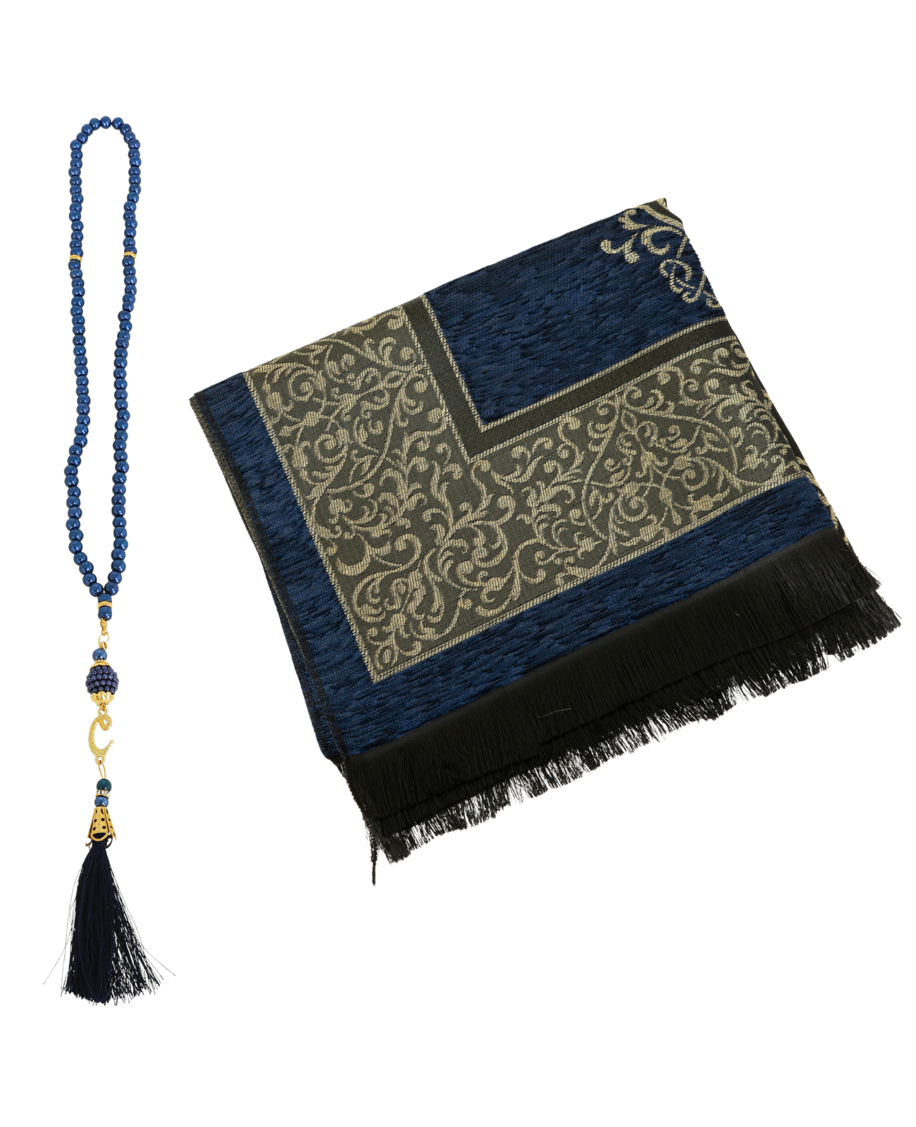 Prayer Rug With Tasbih | Muslim Carpet | Praying Mat With Prayer Beads - Green
