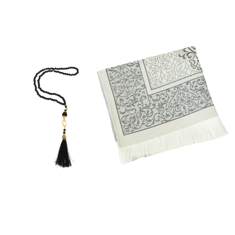 Prayer Rug With Tasbih | Muslim Carpet | Praying Mat With Prayer Beads - Green
