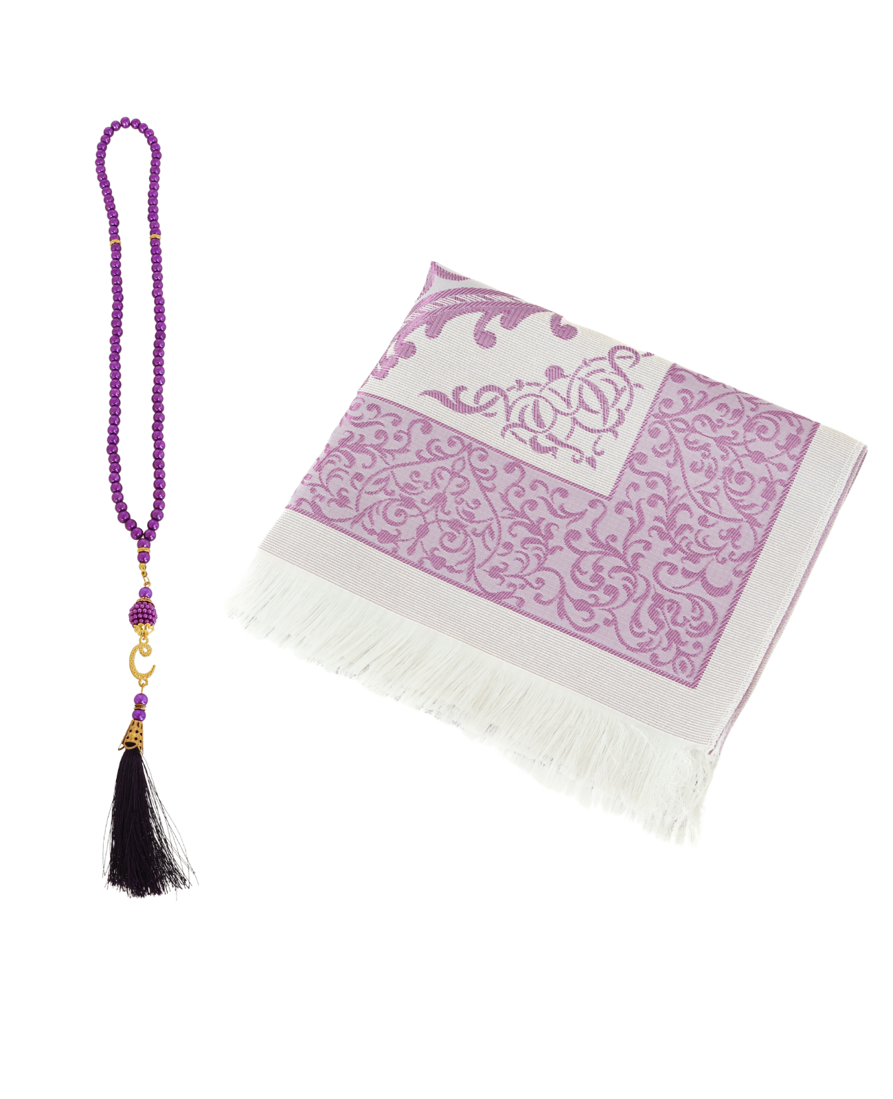 Prayer Rug With Tasbih | Muslim Carpet | Praying Mat With Prayer Beads - Green