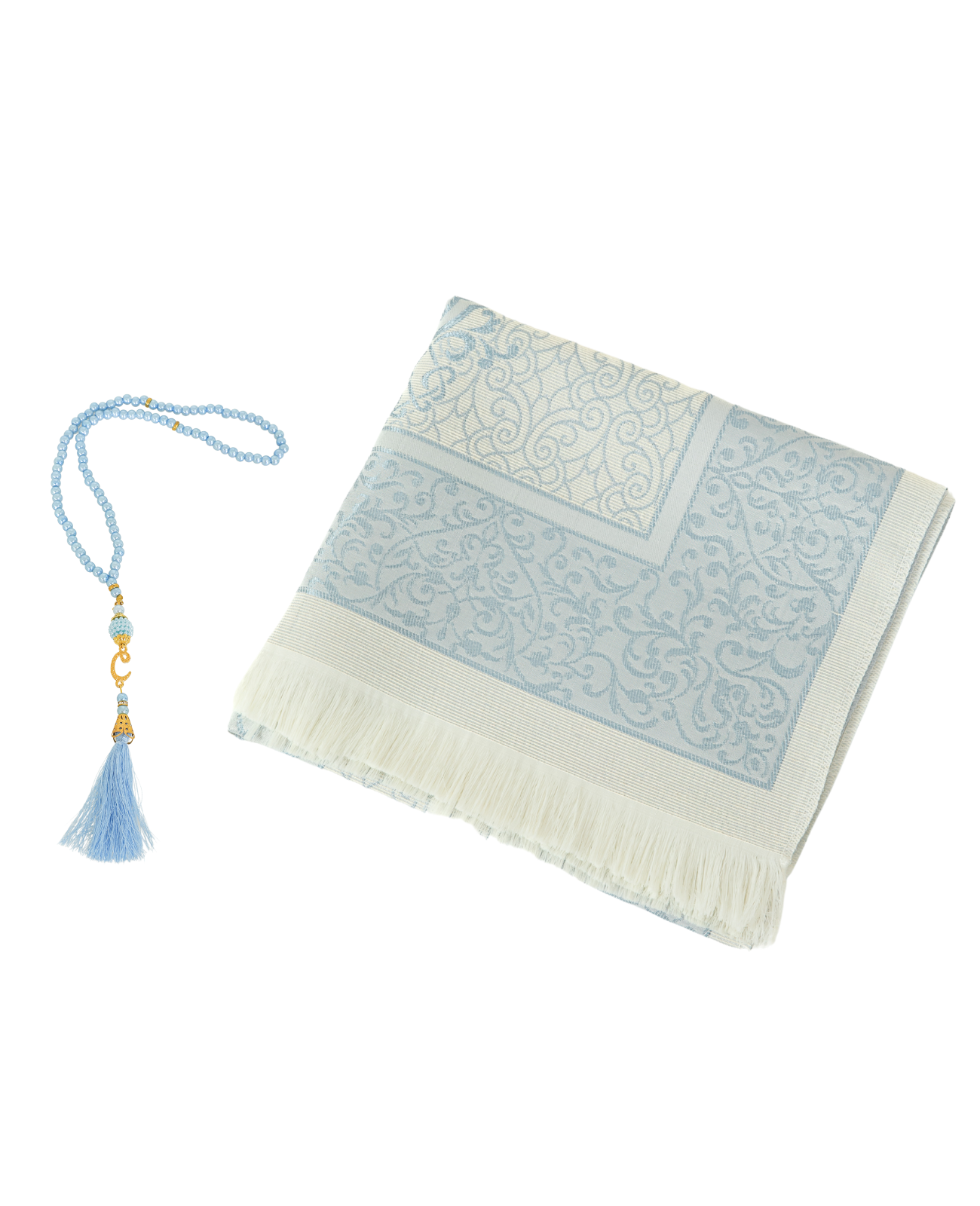 Prayer Rug With Tasbih | Muslim Carpet | Praying Mat With Prayer Beads - Green