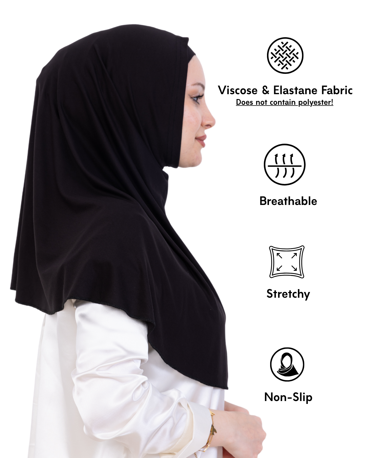 Instant Hijab With Cap Non Pleated - Black