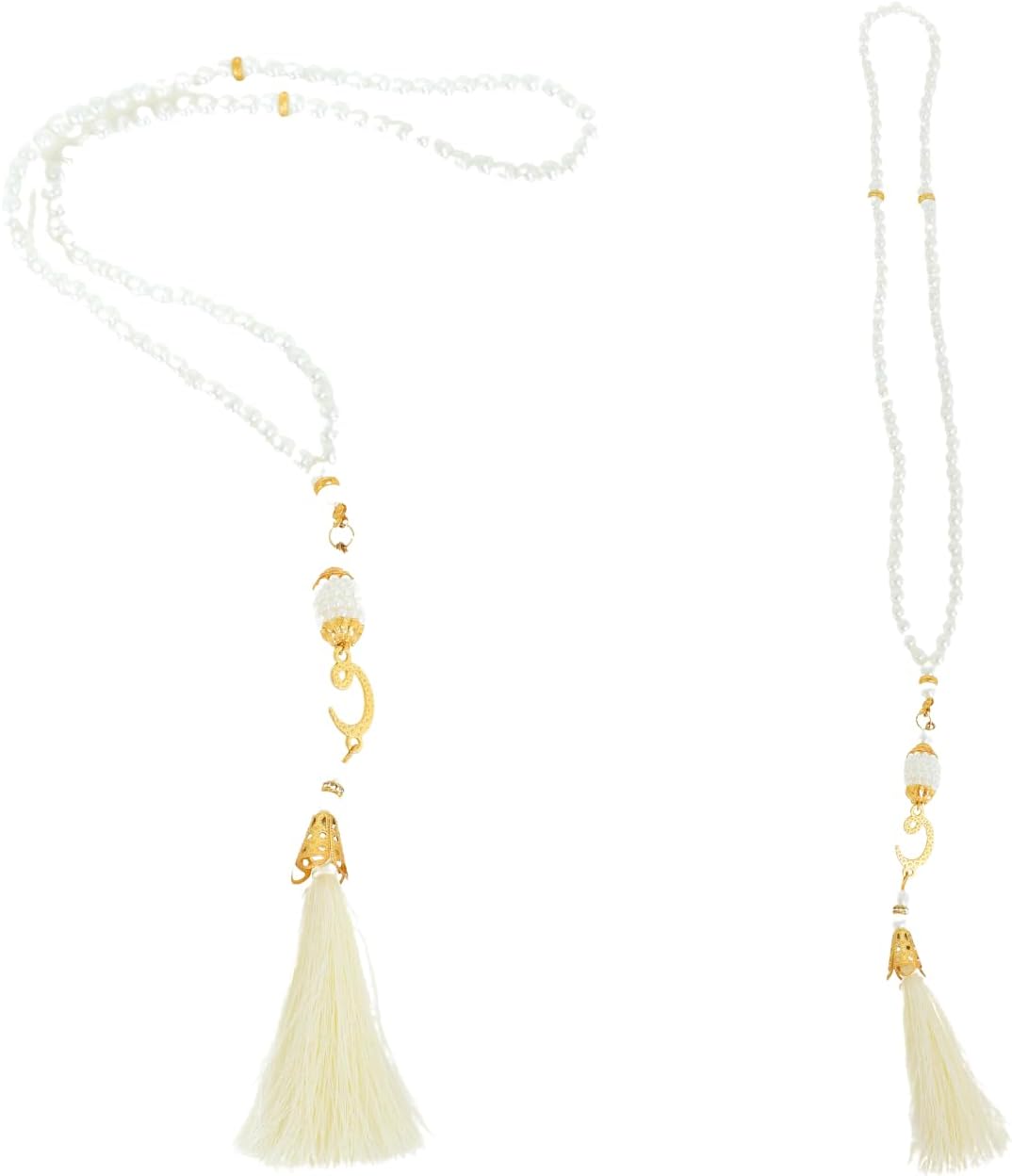 Prayer Rug with Bag, Pearl Design Prayer Beads - White