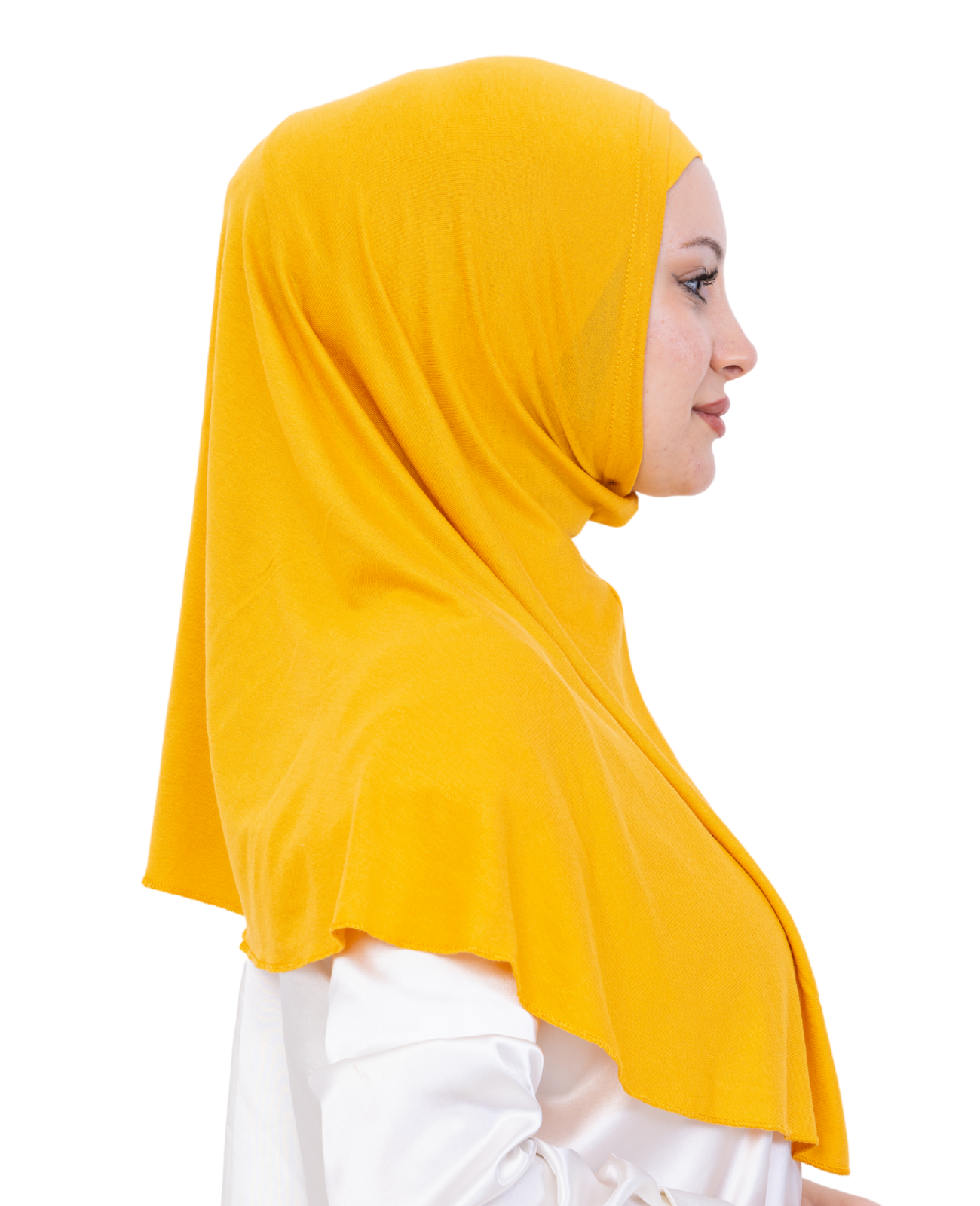 Instant Hijab With Cap Non Pleated - Deep Yellow