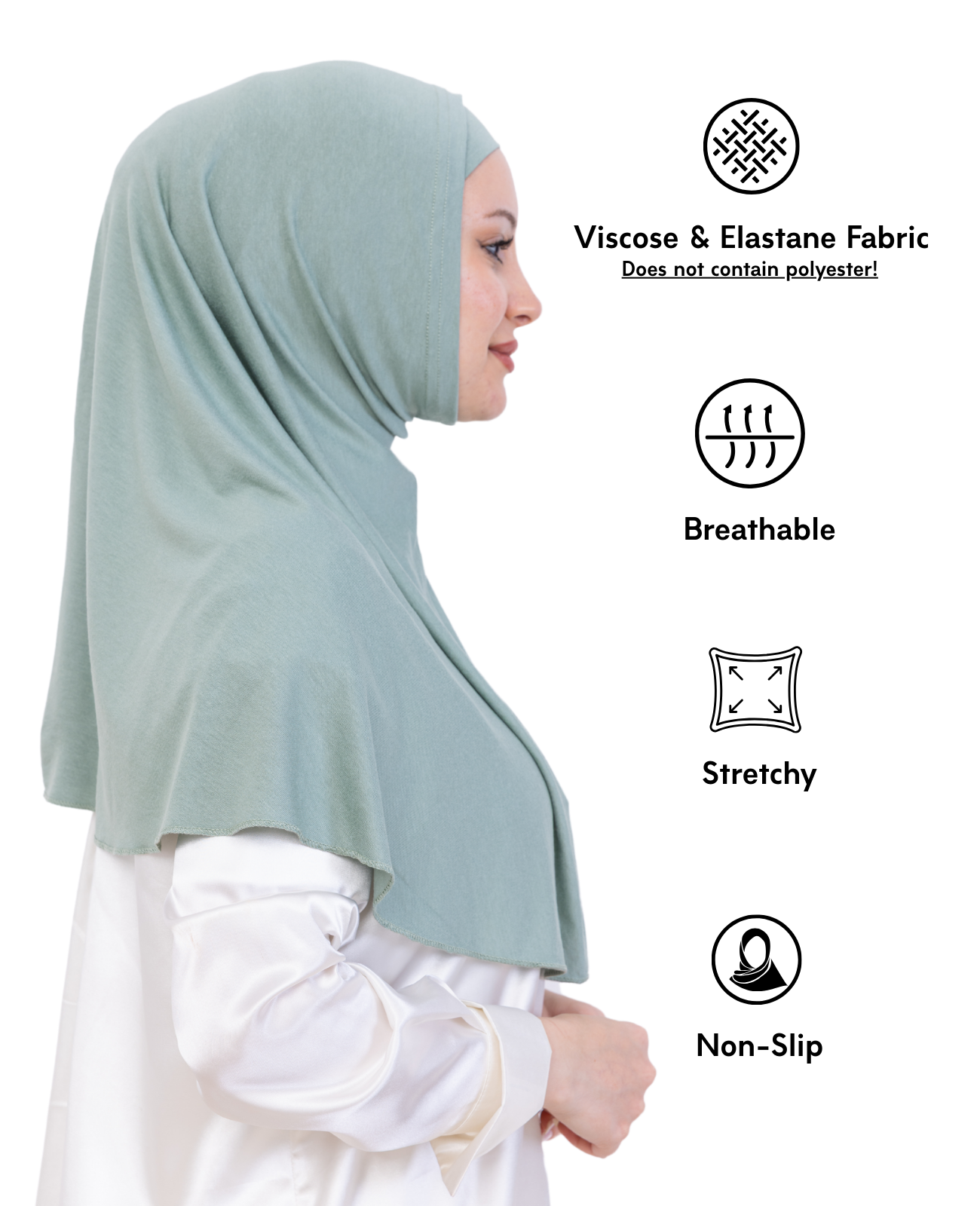 Instant Hijab With Cap Non Pleated - Black