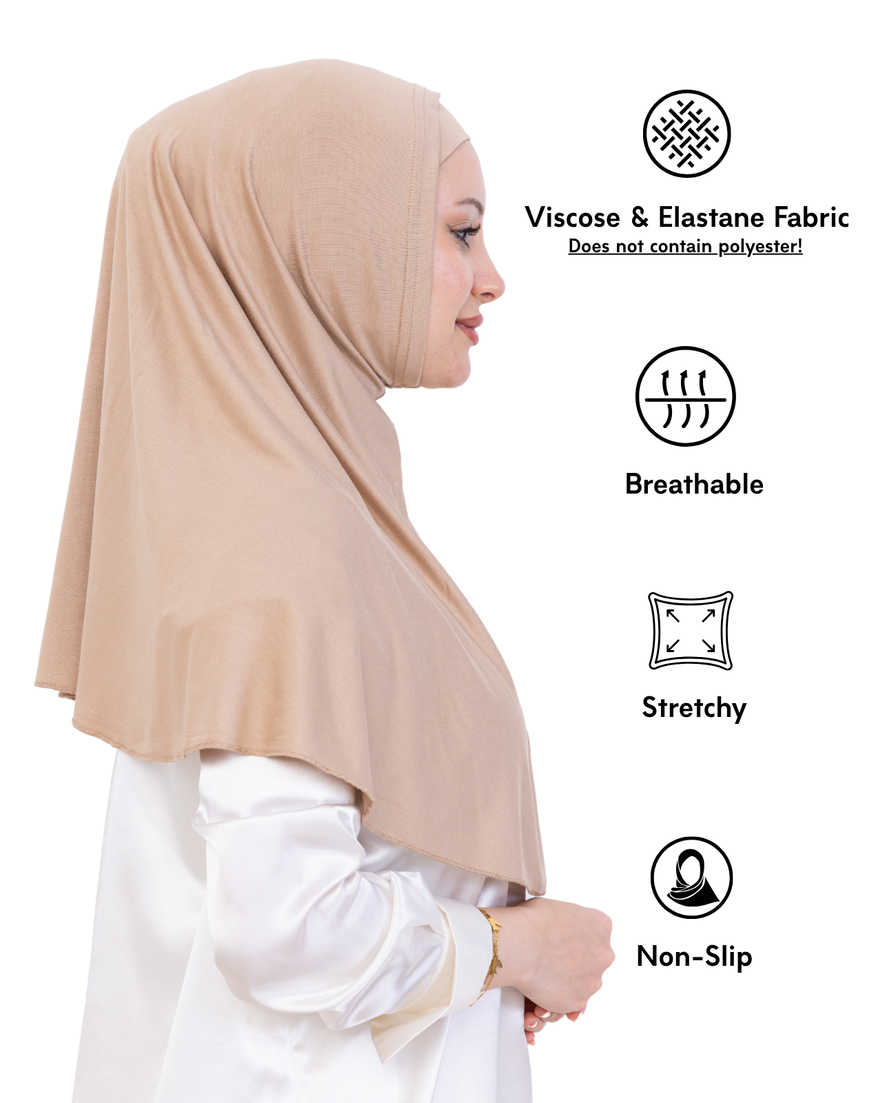 Instant Hijab With Cap Non Pleated - Black