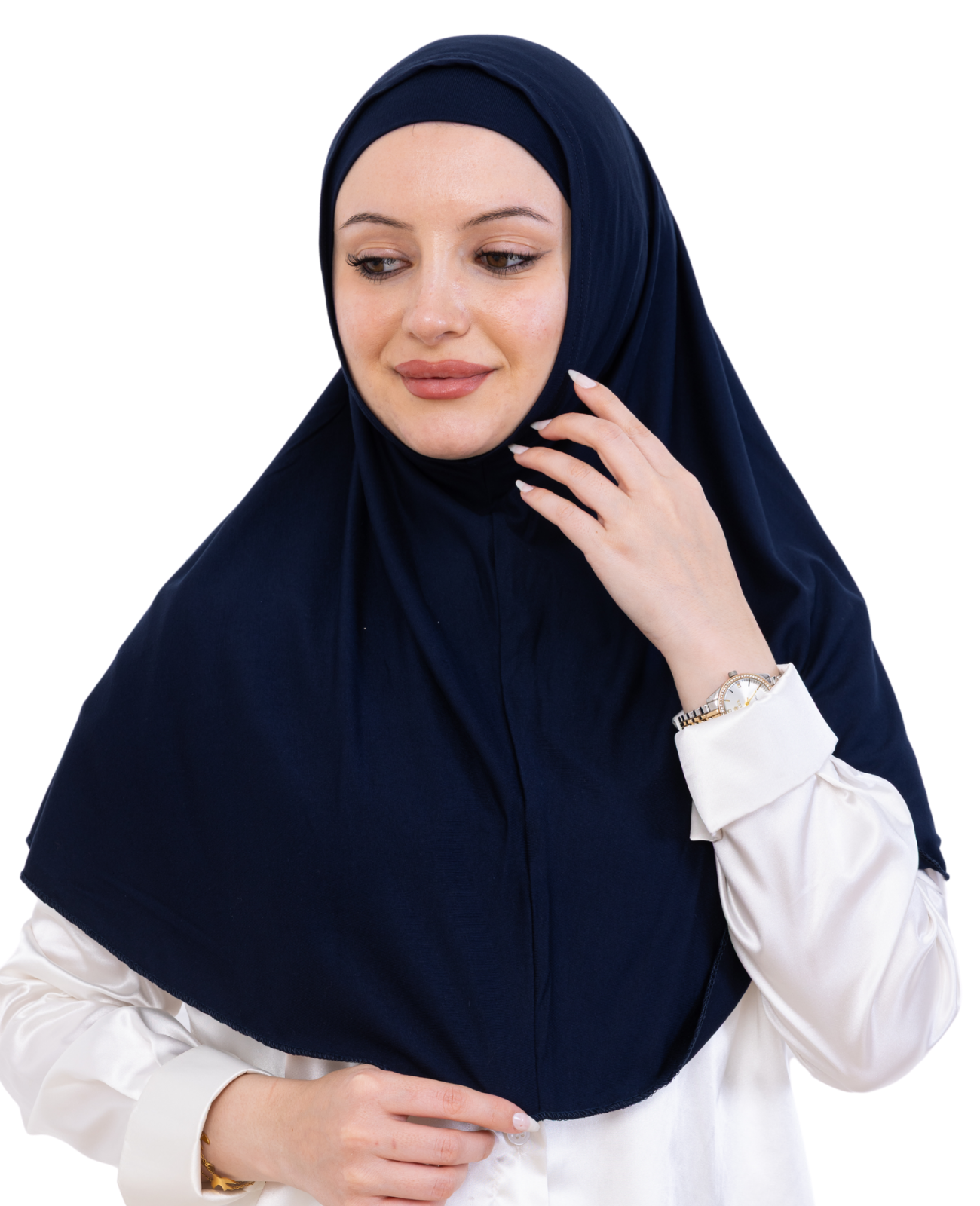 Instant Hijab With Cap Non Pleated - Navy Blue