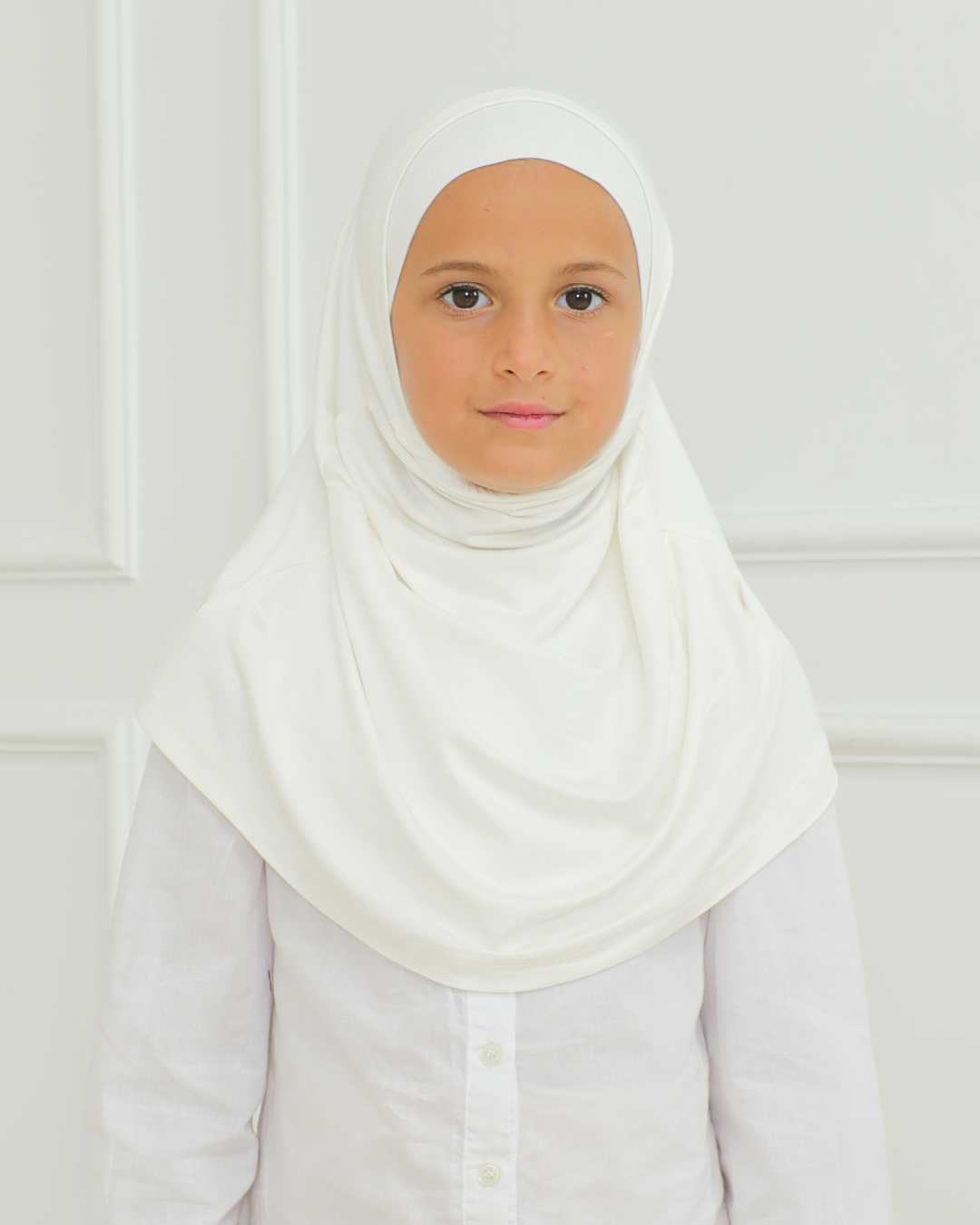 Easy To Wear Hijab For Girls Muslim Scarf for Kids - Ecru