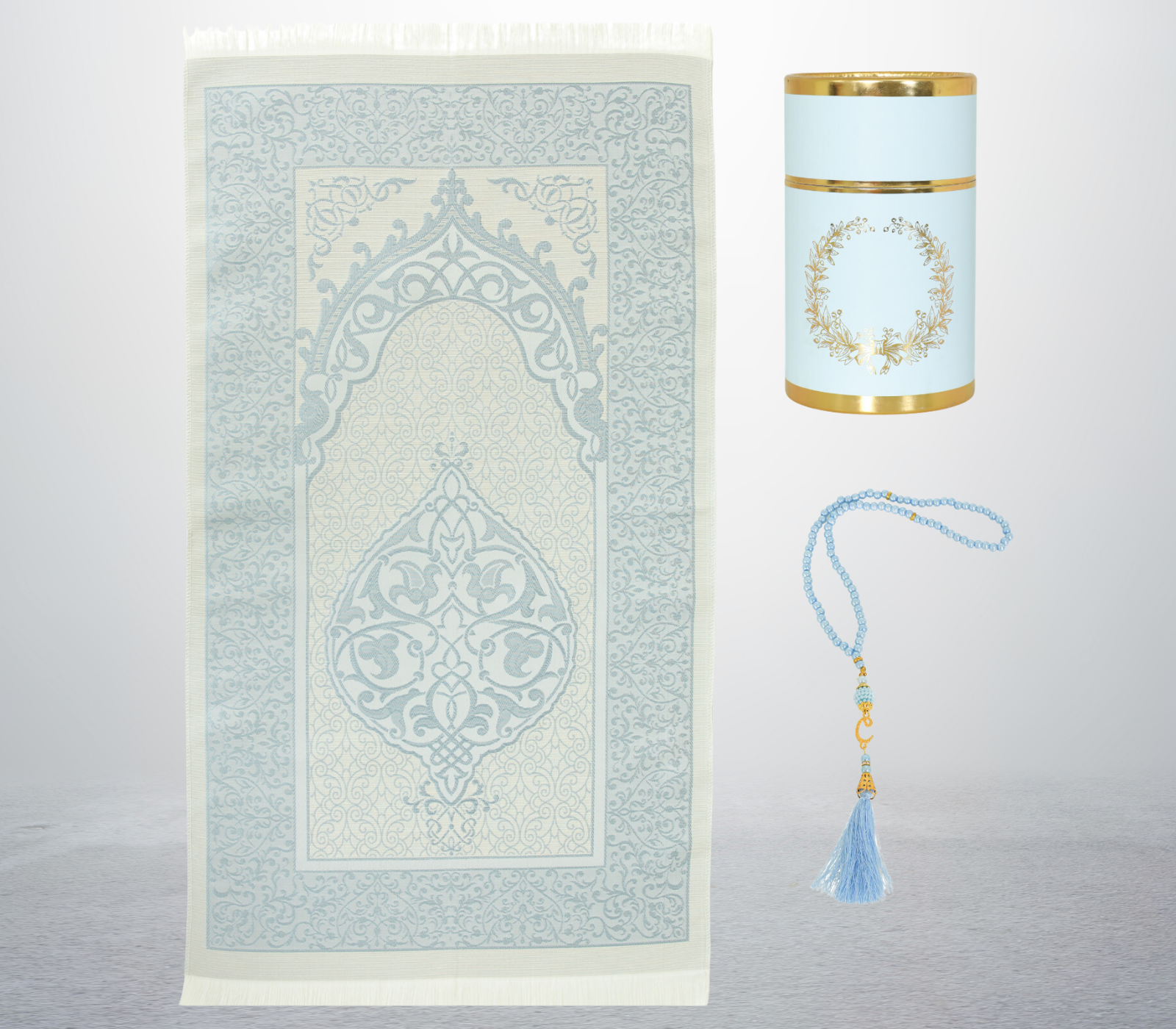 Muslim Prayer Rug With Tasbih For Islamic Gifts, Portable Islam Gift Box